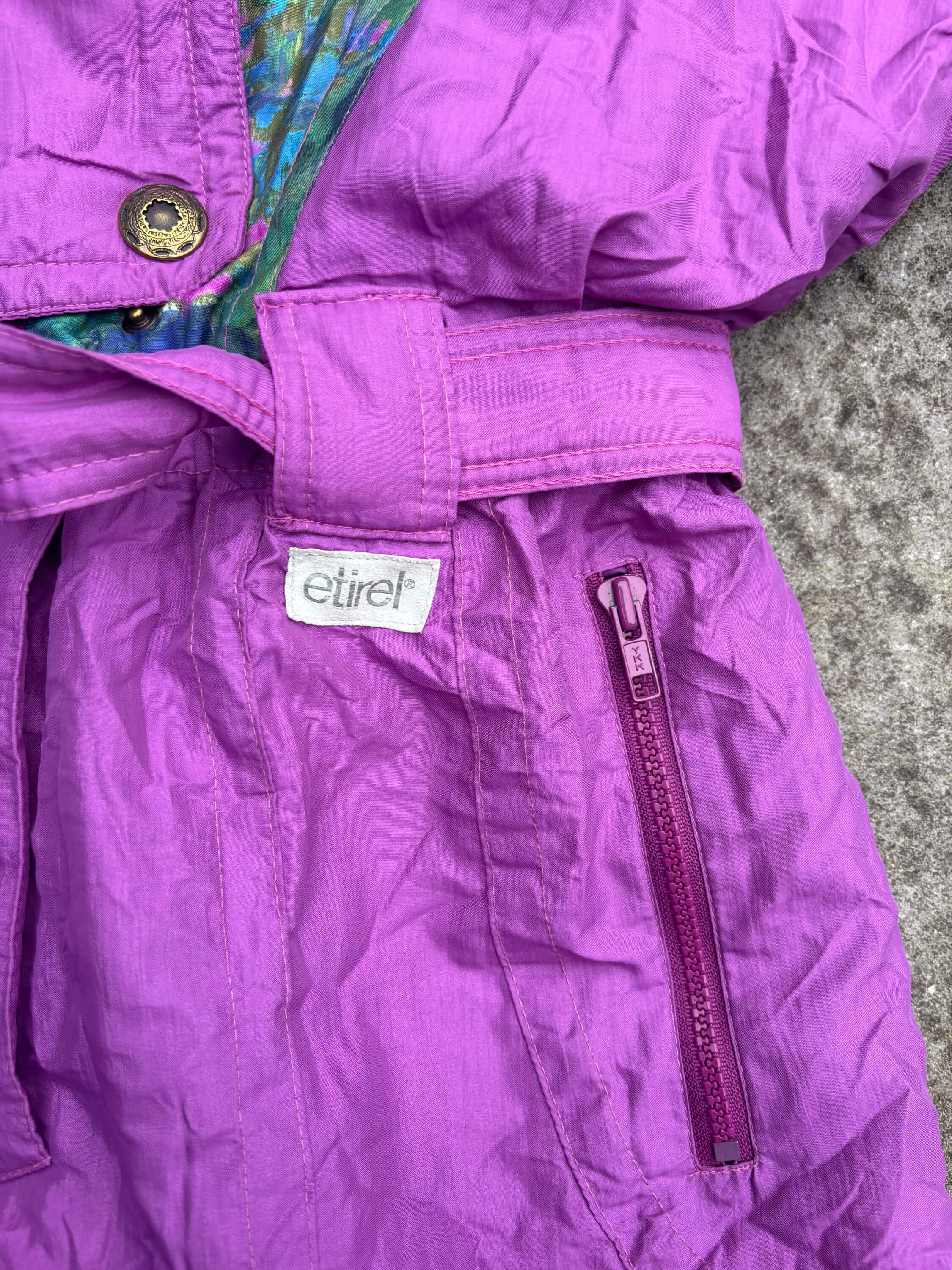 Vintage retro skipak -  paars / roze met bloemenprint maat M