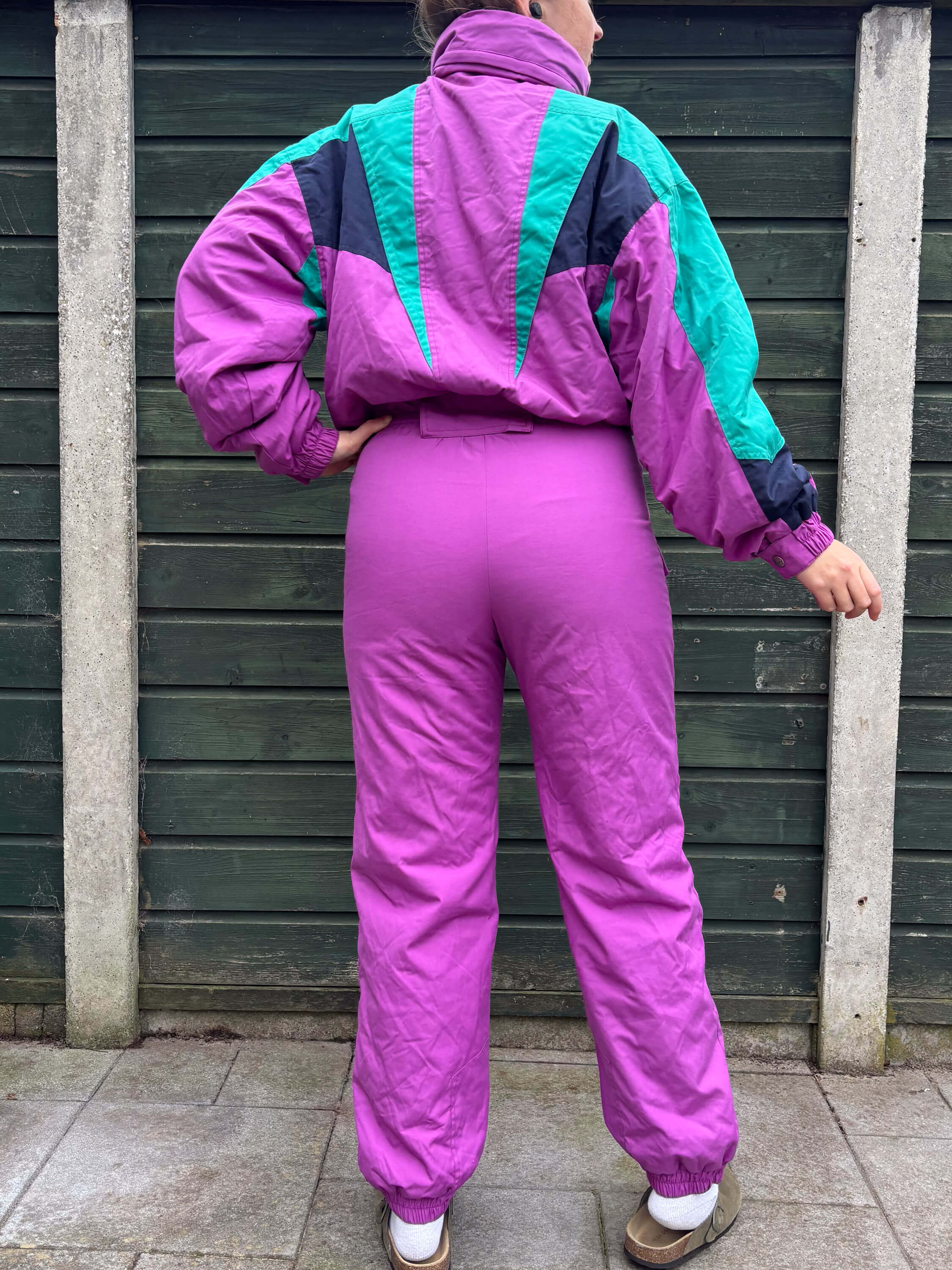 Vintage retro skipak -  FILA paars, turquoise, zwart maat M / 40