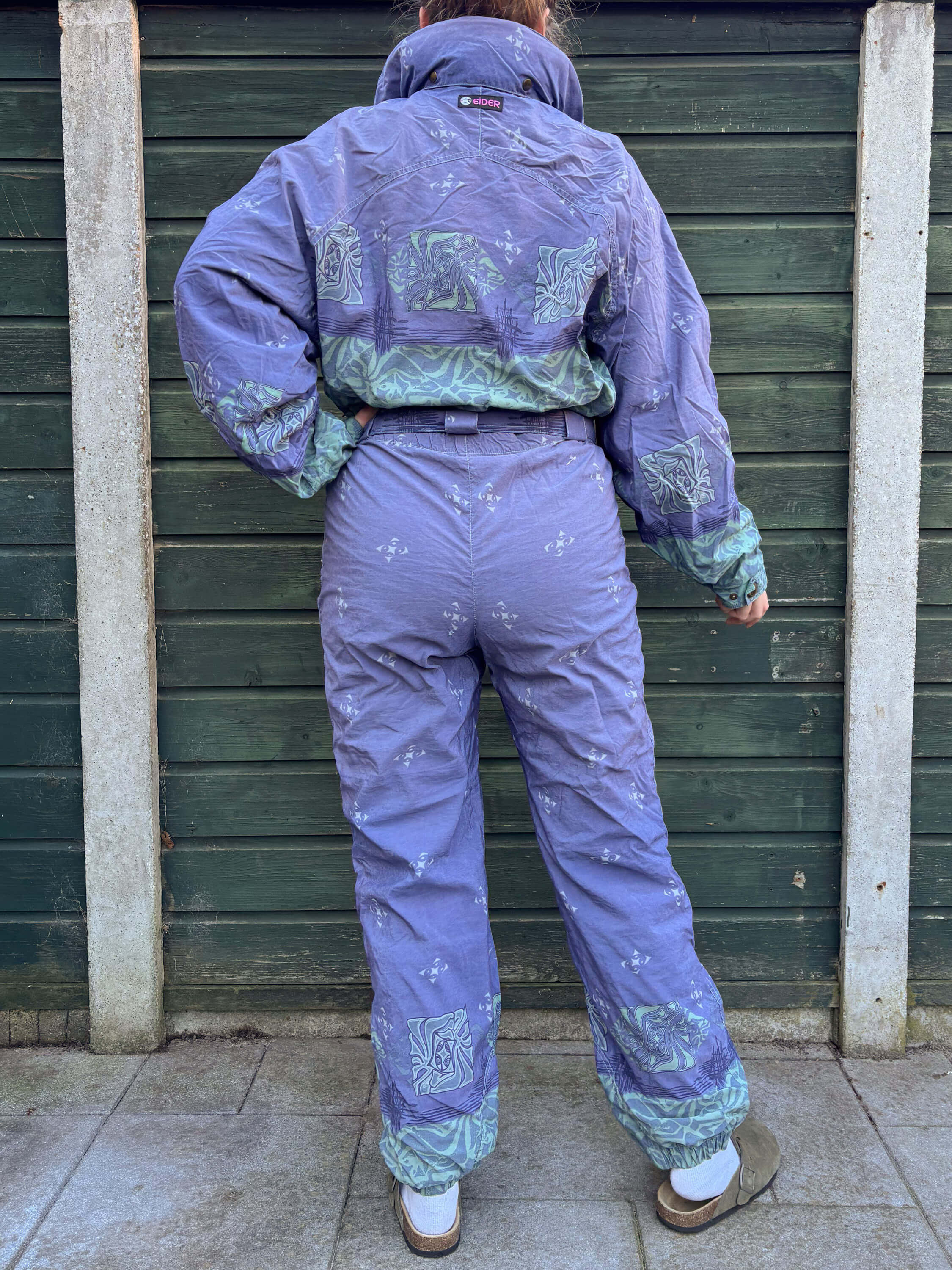 Vintage retro skipak - Eider lila, groen met print maat M/L