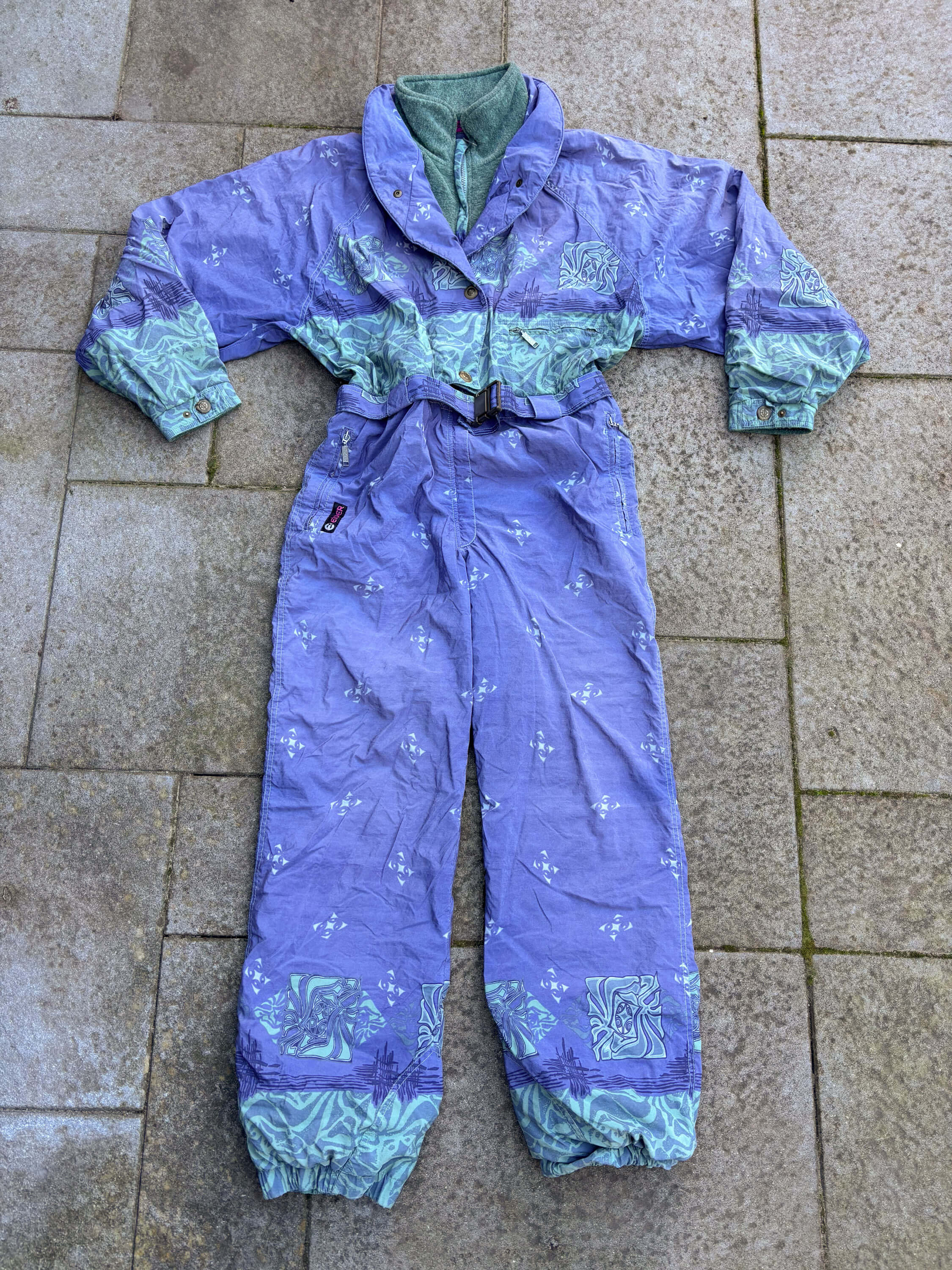 Vintage retro skipak - Eider lila, groen met print maat M/L