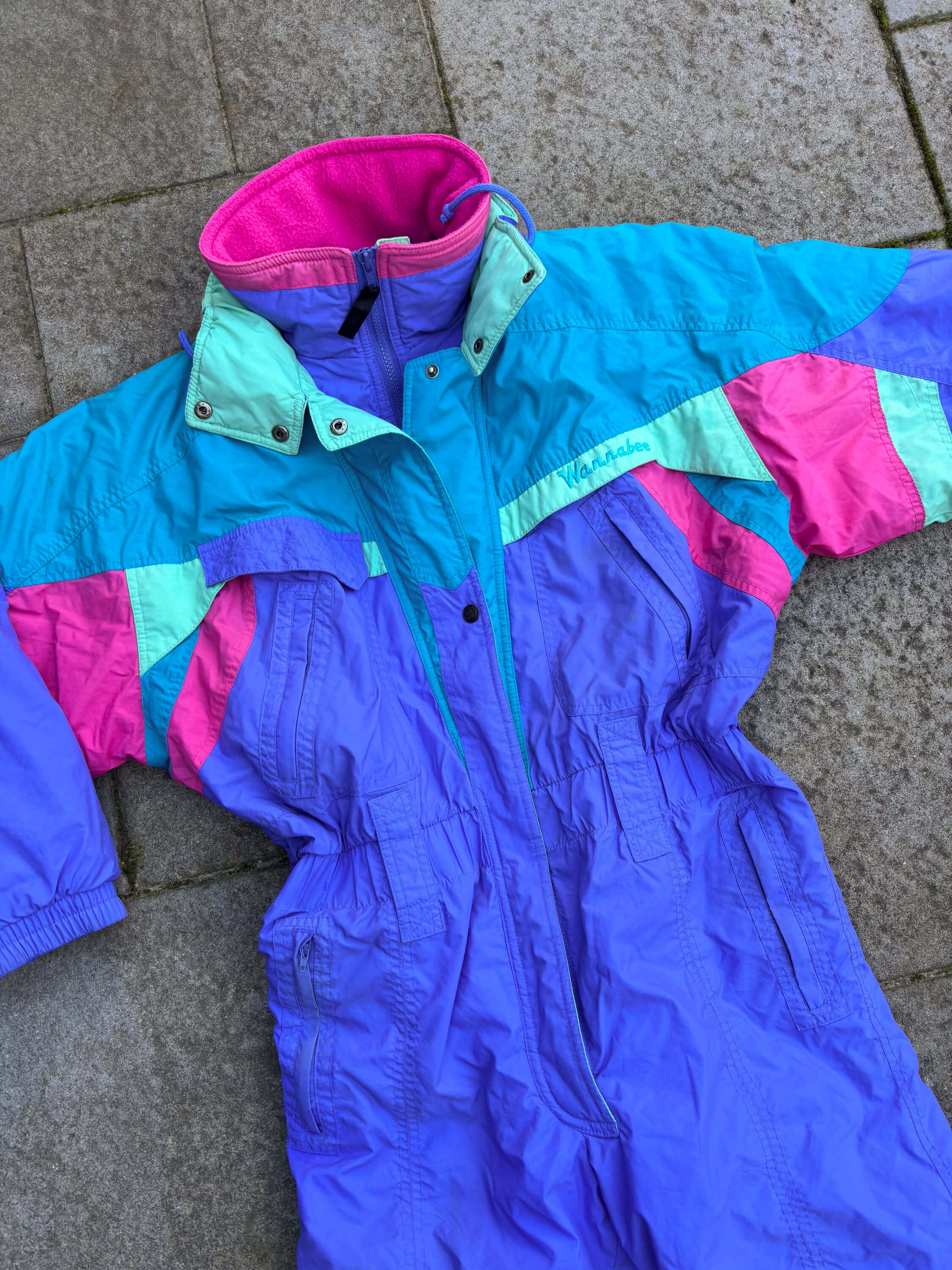 Vintage retro skipak - paars, lila, roze, turquoise maat M