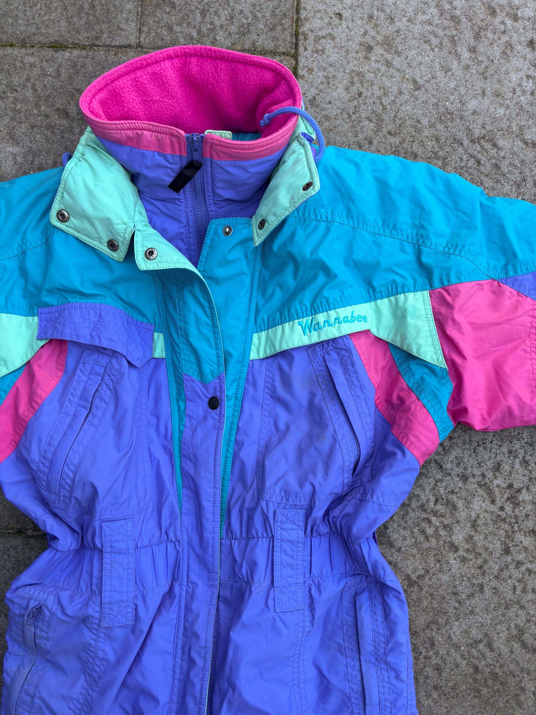 Vintage retro skipak - paars, lila, roze, turquoise maat M