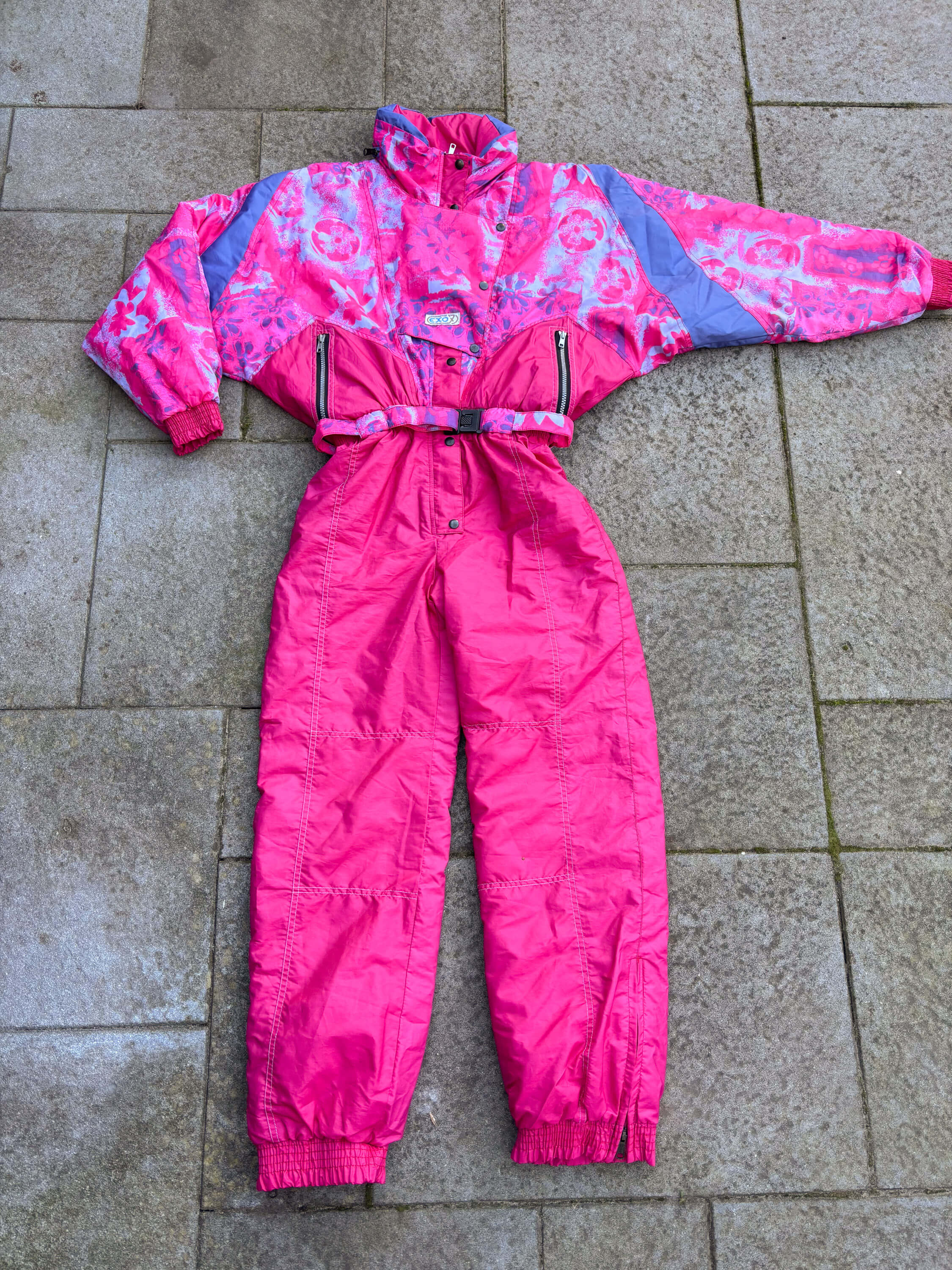 Vintage retro skipak - roze met print maat XS/S