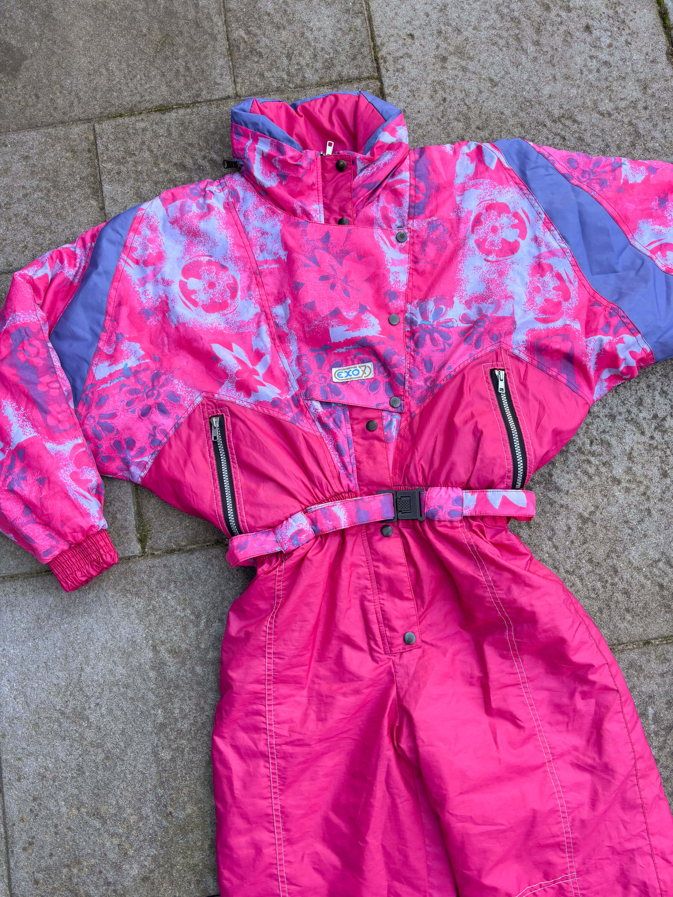Vintage retro skipak - roze met print maat XS/S