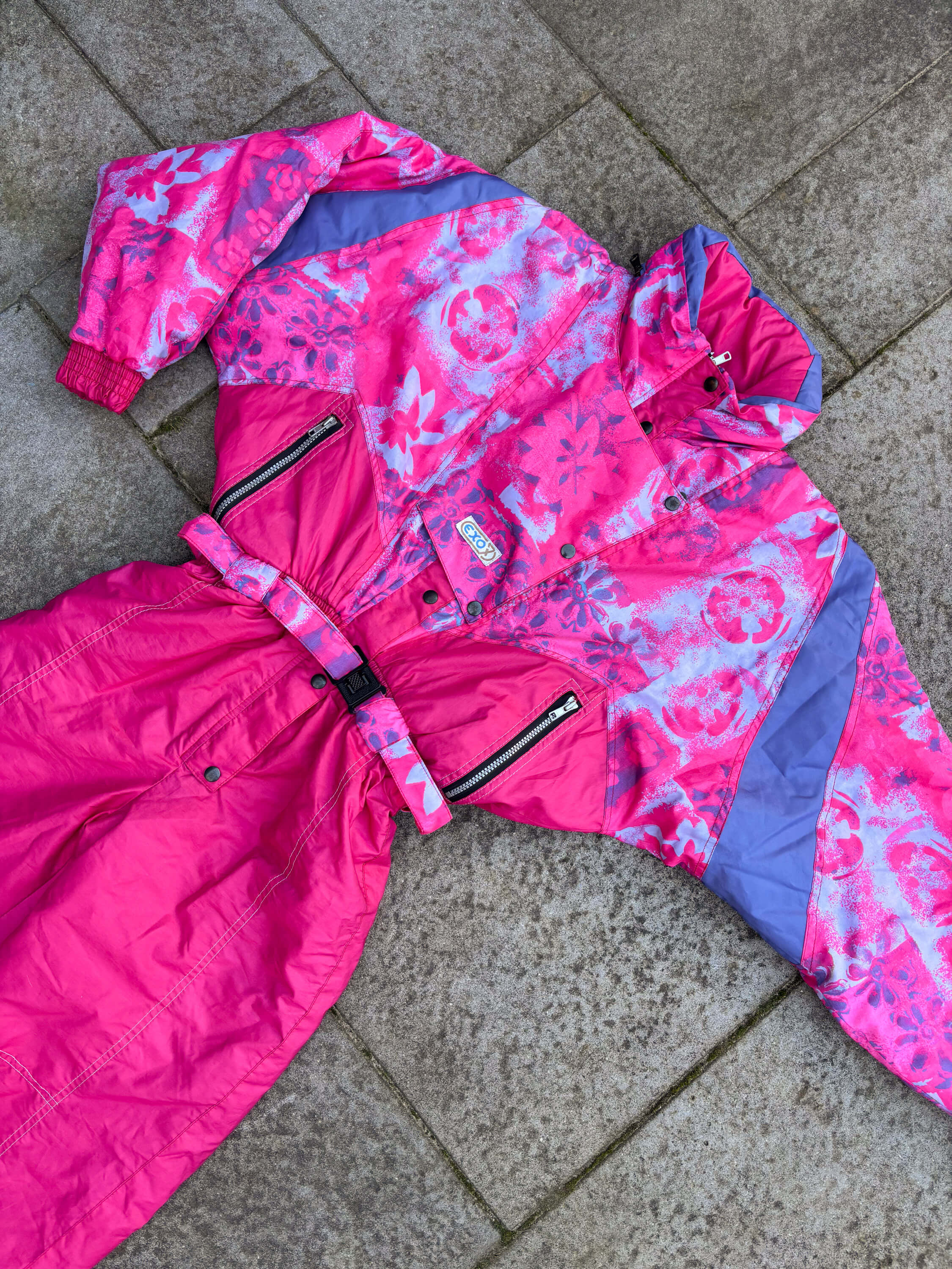 Vintage retro skipak - roze met print maat XS/S