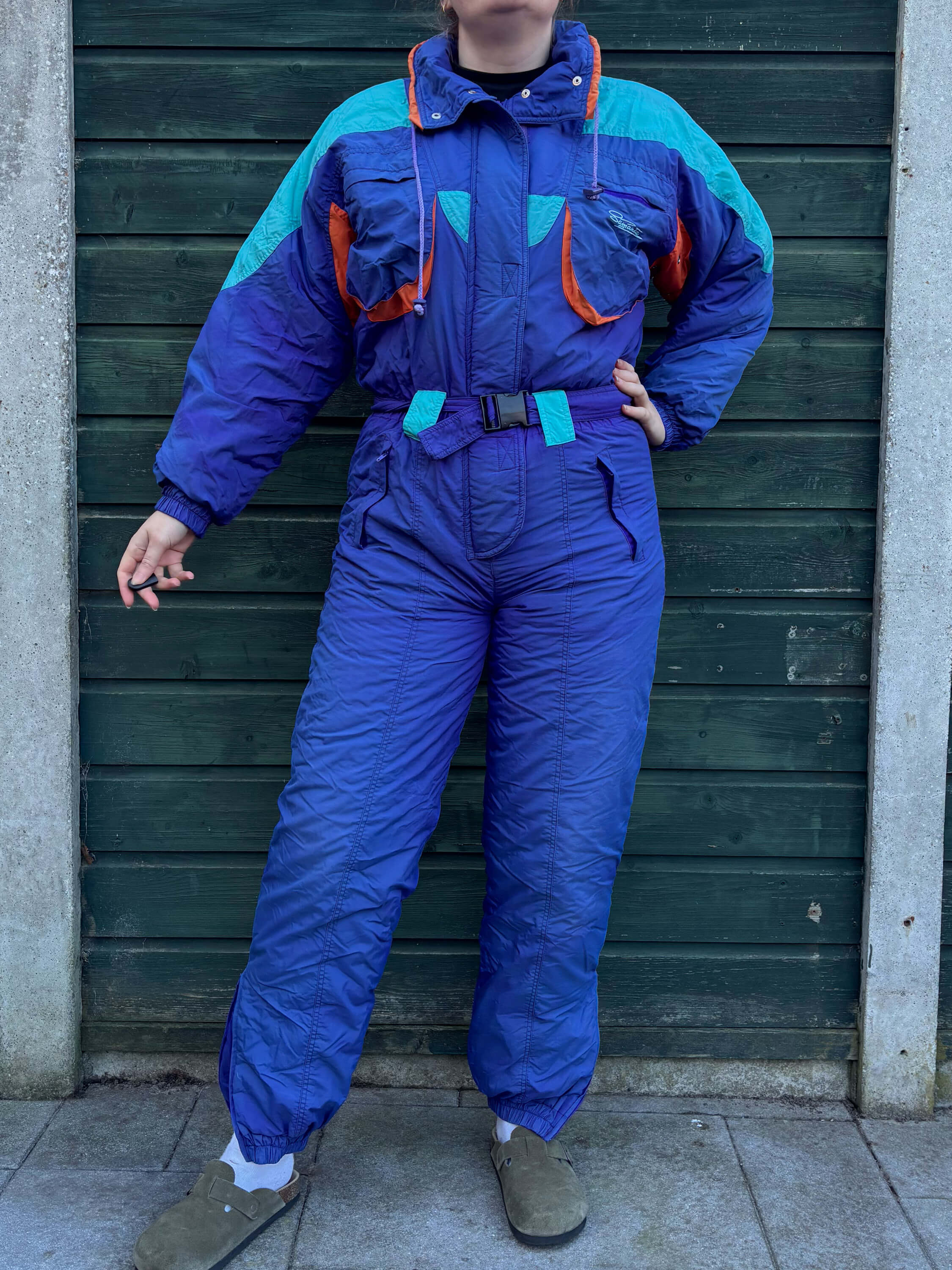 Vintage retro skipak - Blauw, turquoise, oranje maat M/L