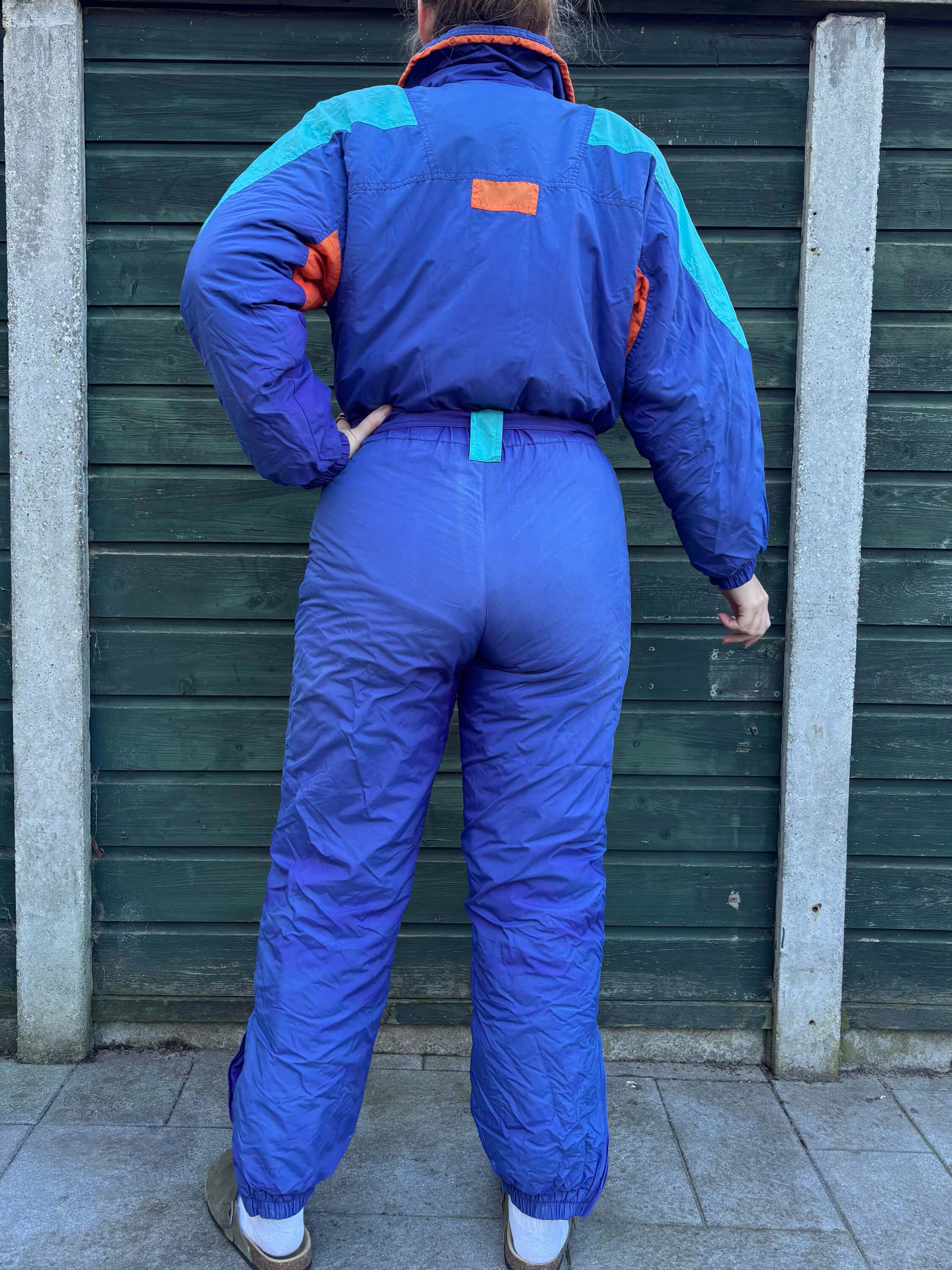 Vintage retro skipak - Blauw, turquoise, oranje maat M/L