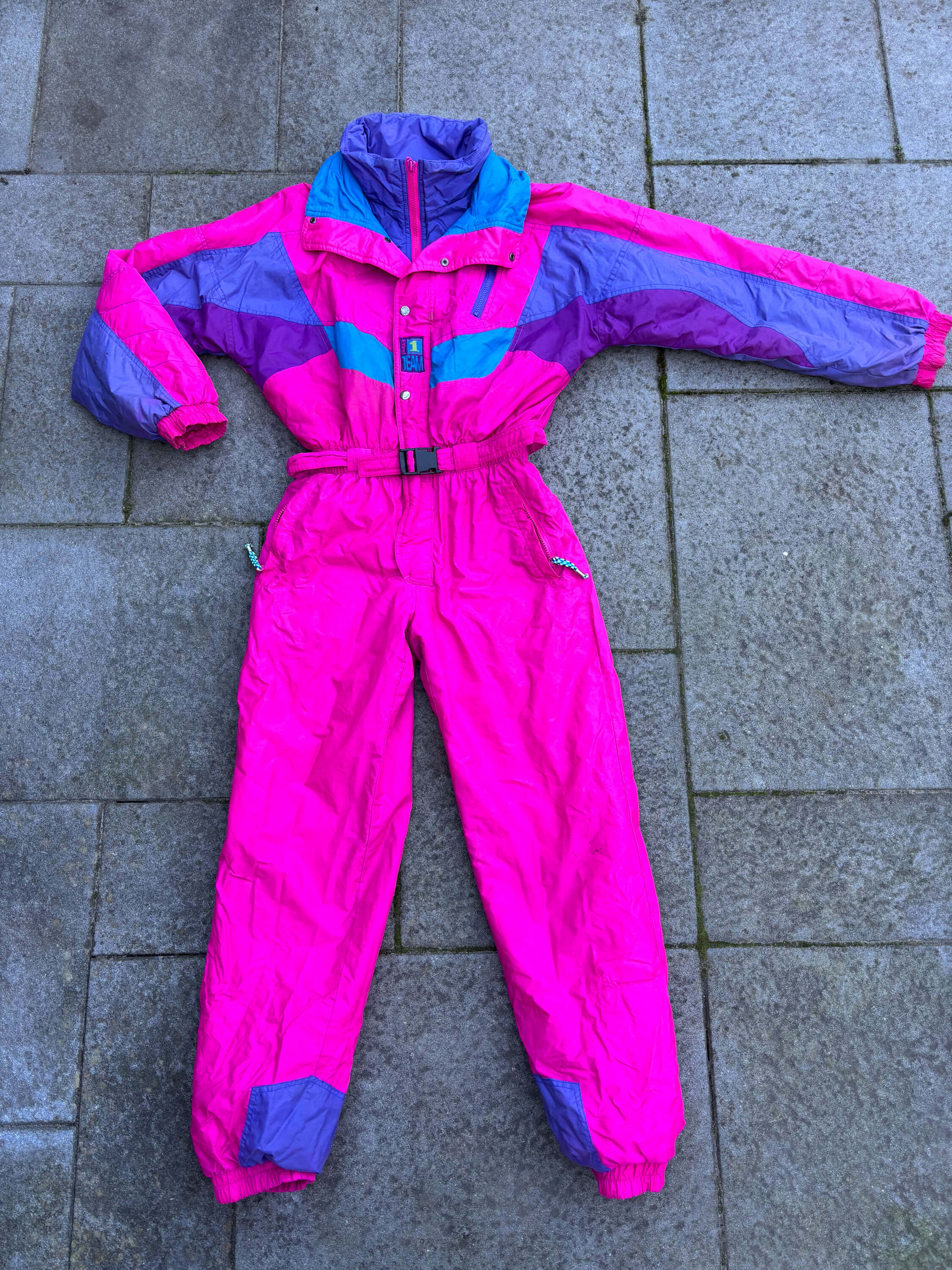 Vintage retro skipak - Roze, paars, blauw maat S