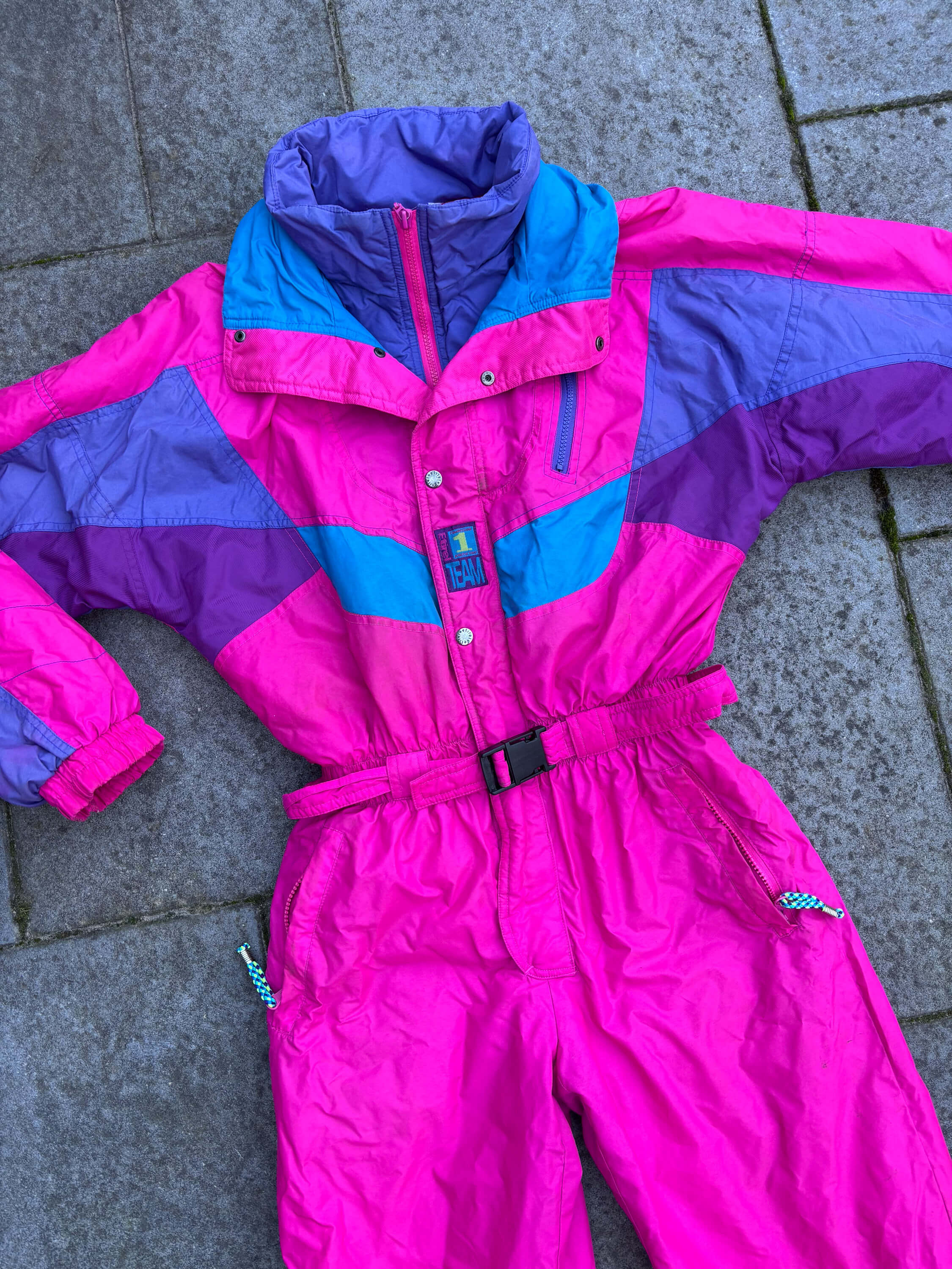 Vintage retro skipak - Roze, paars, blauw maat S