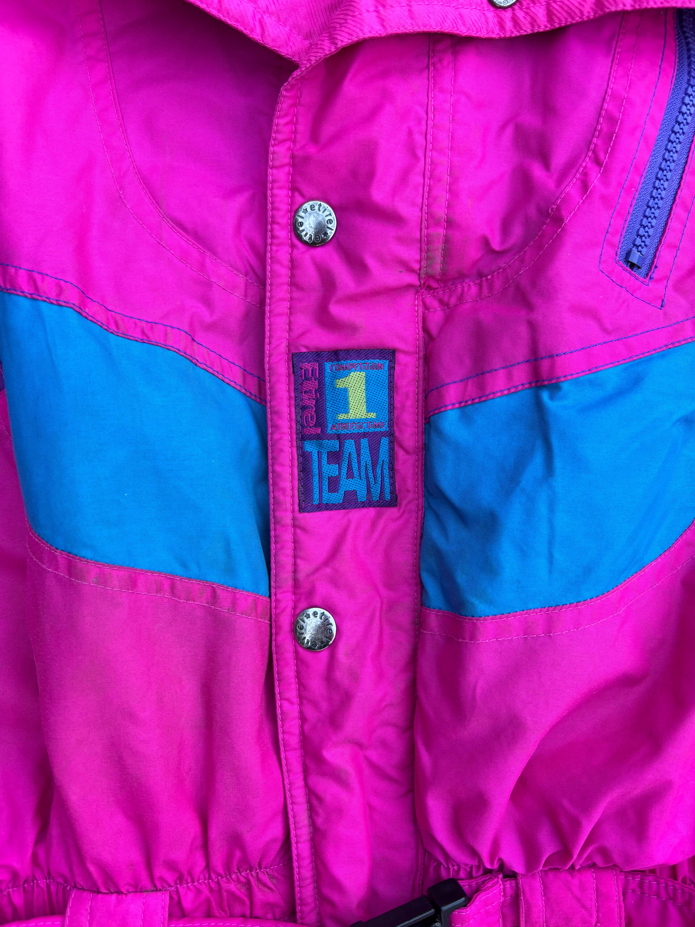 Vintage retro skipak - Roze, paars, blauw maat S