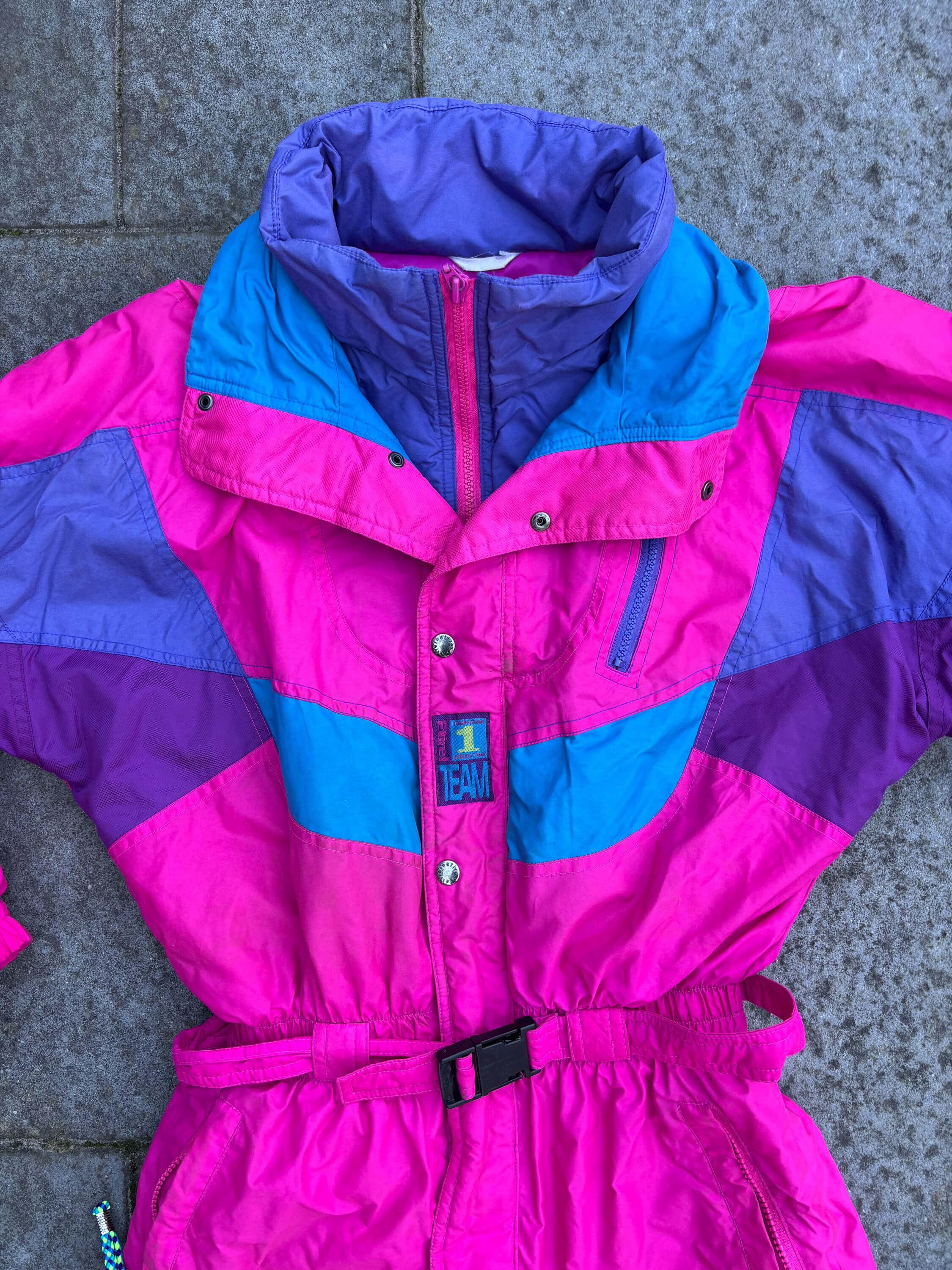 Vintage retro skipak - Roze, paars, blauw maat S