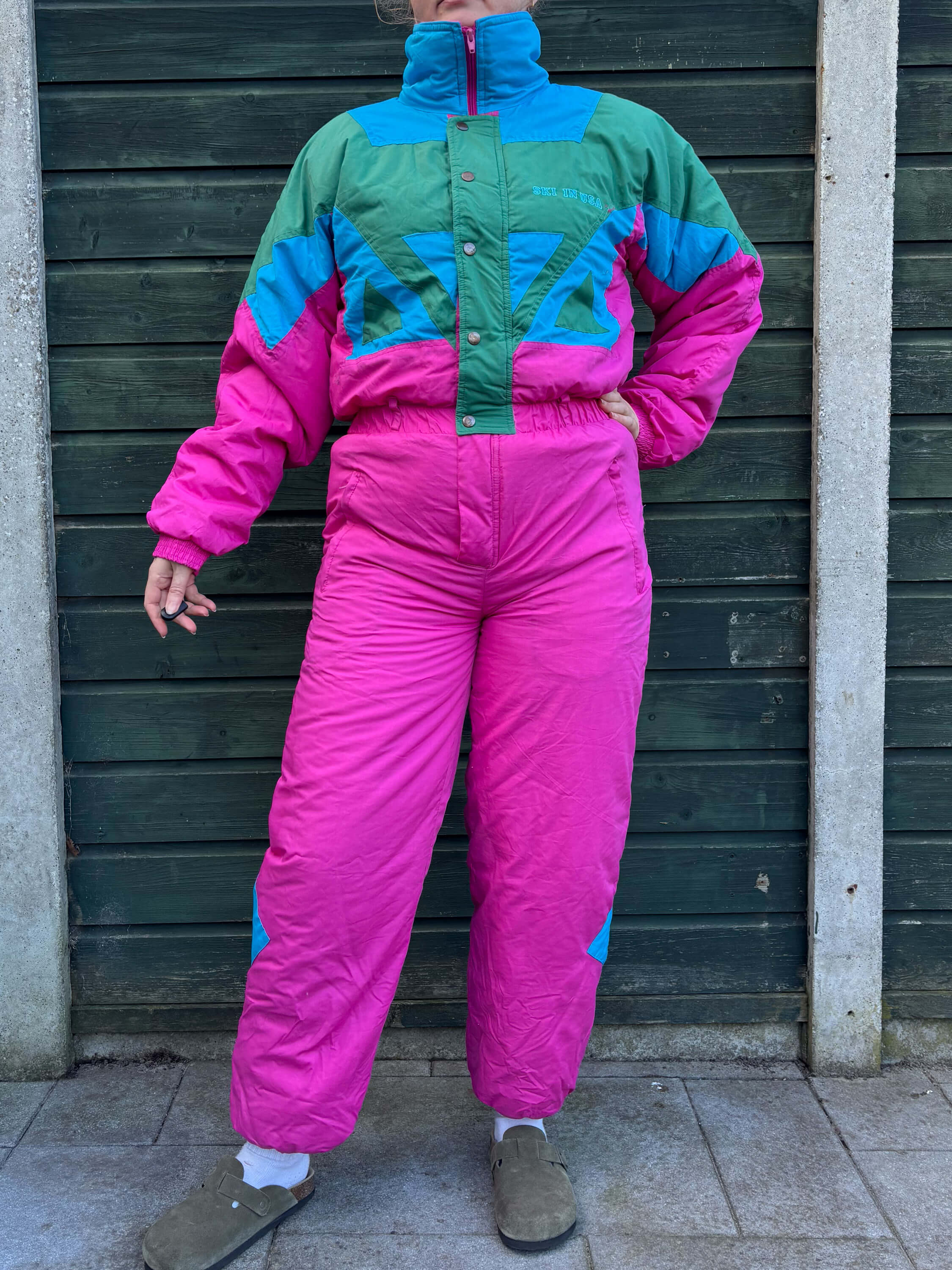 Vintage retro skipak - Aspen roze, blauw, groen maat M