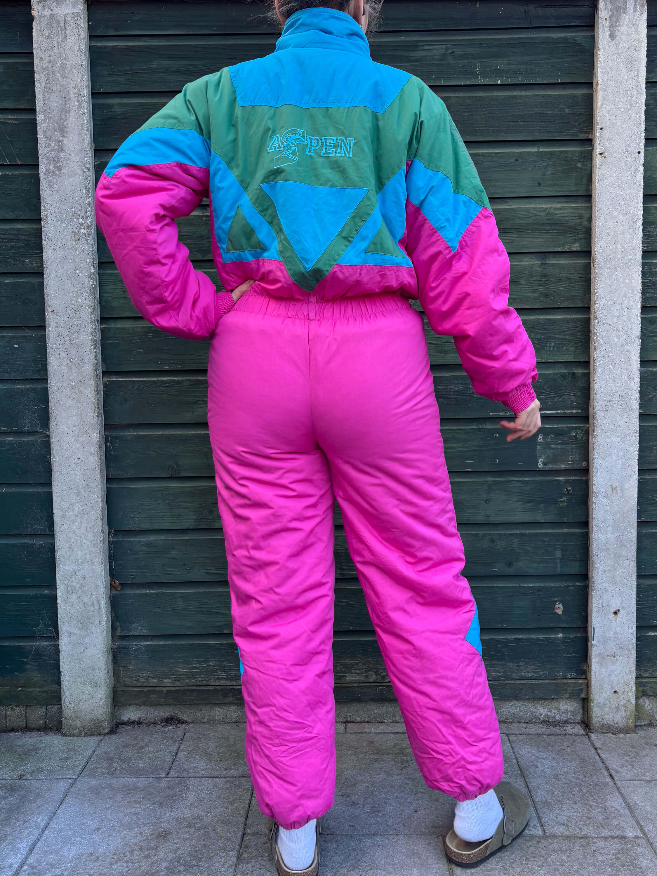 Vintage retro skipak - Aspen roze, blauw, groen maat M