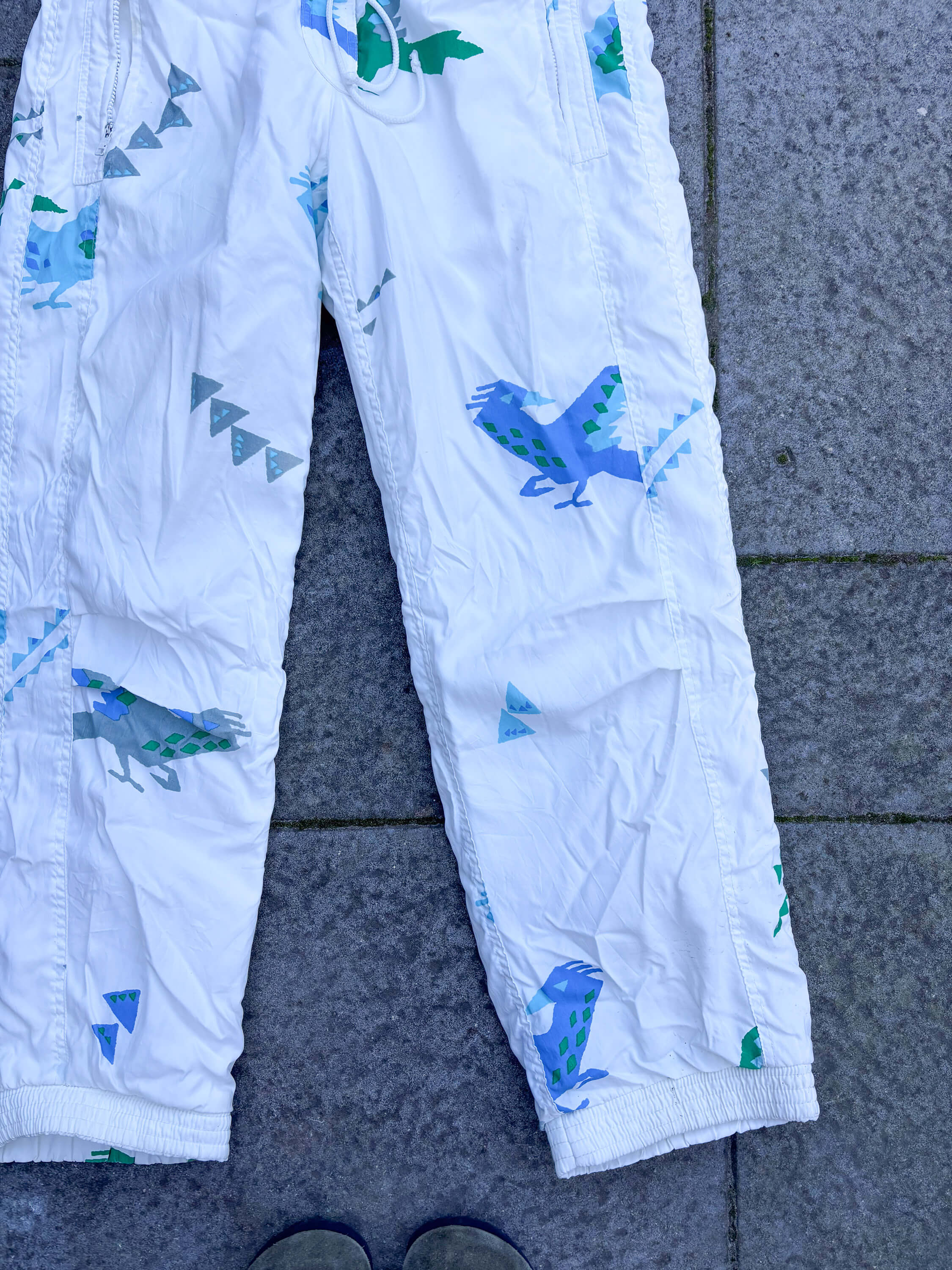 Vintage retro skipak - Belfe wit met vogels maat S