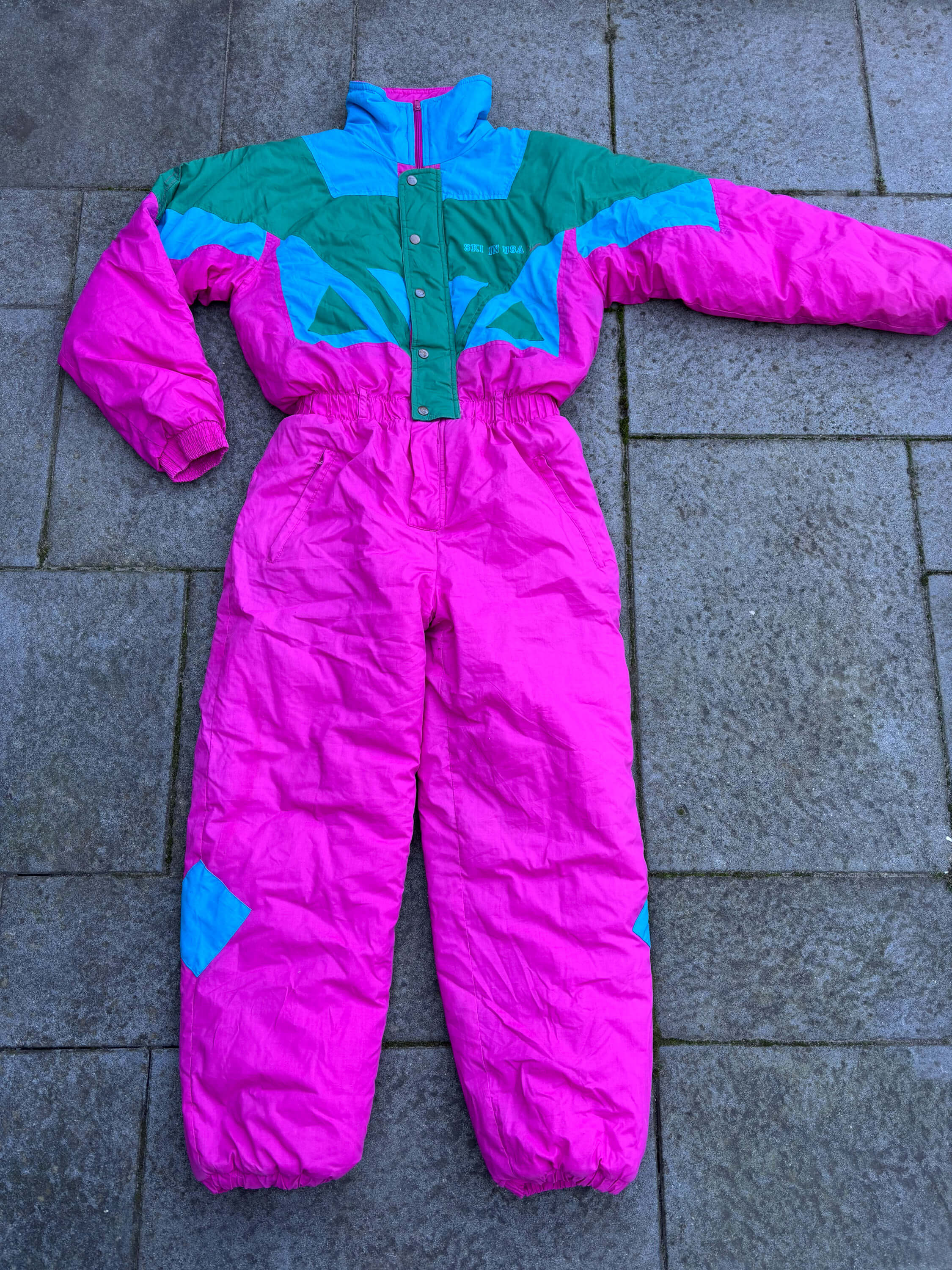 Vintage retro skipak - Aspen roze, blauw, groen maat M