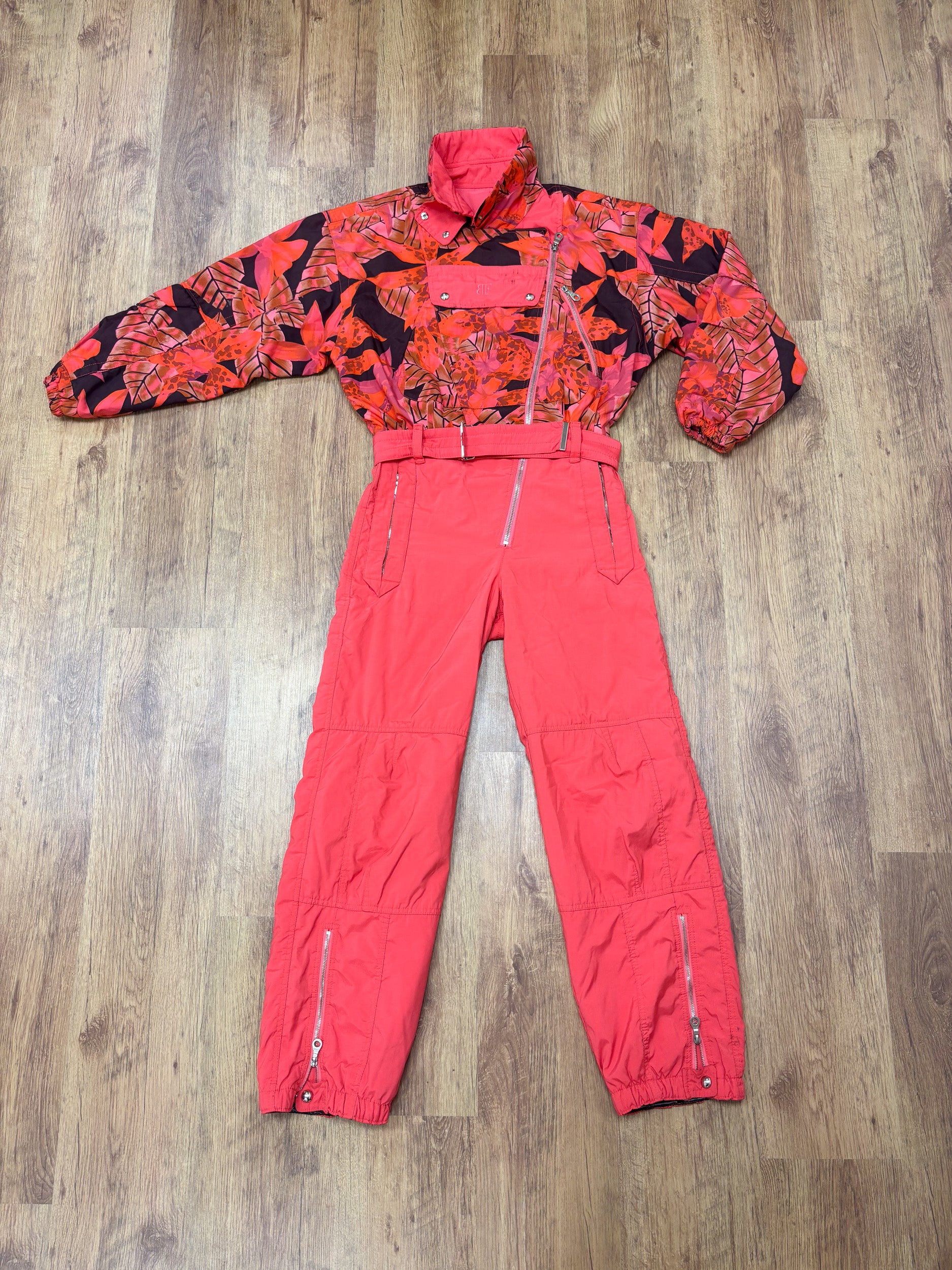 Vintage retro skipak - Belfe rood / koraal / zalmroze maat S/M