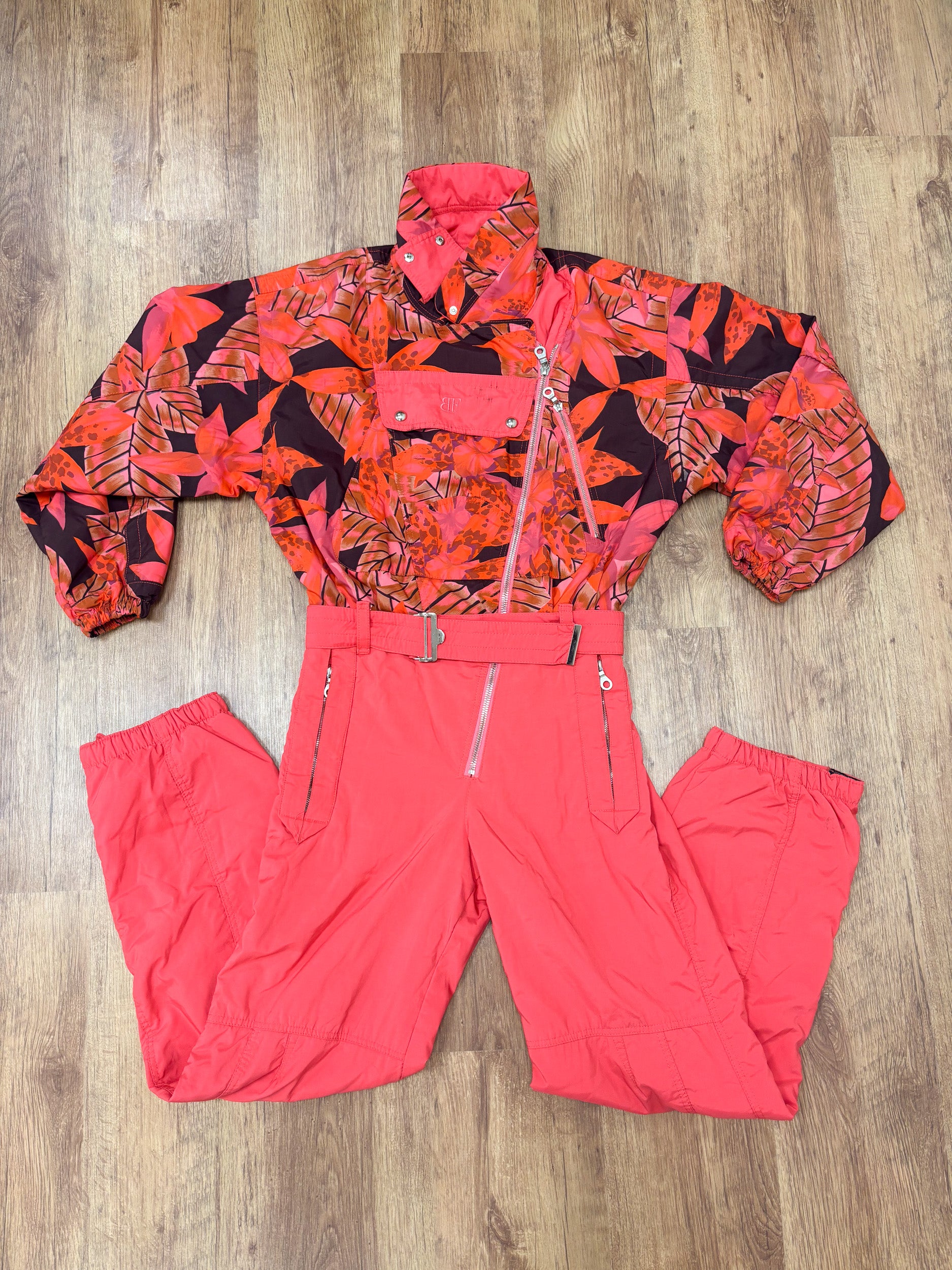 Vintage retro skipak - Belfe rood / koraal / zalmroze maat S/M