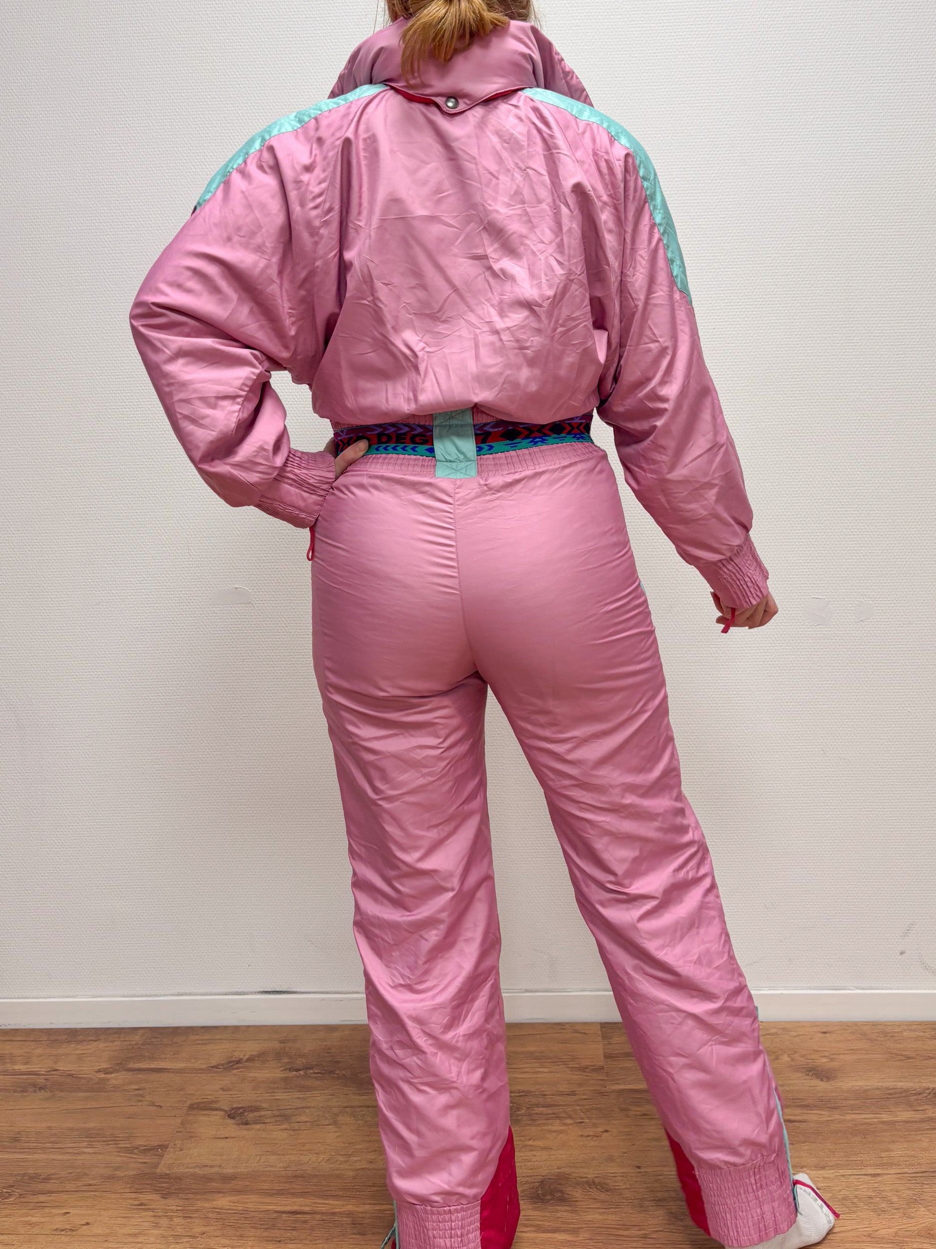 Vintage retro skipak - Degre 7 lichtroze, turquoise maat M