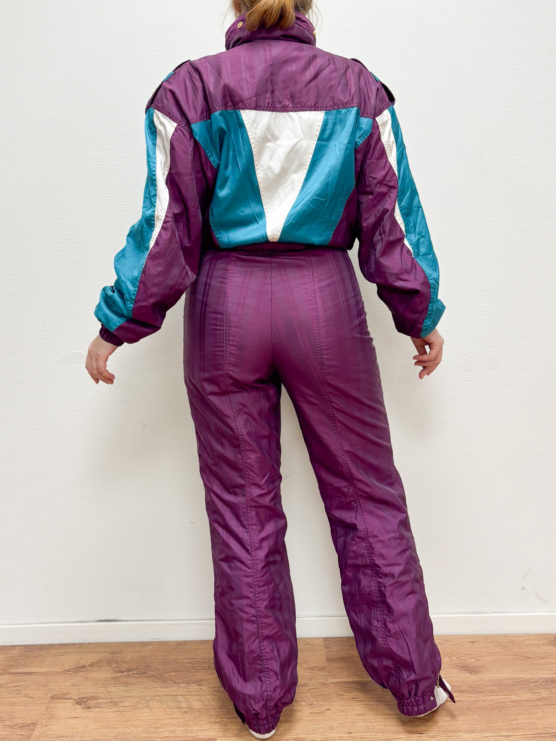 Vintage retro skipak - paars, wit, turquoise maat S/M