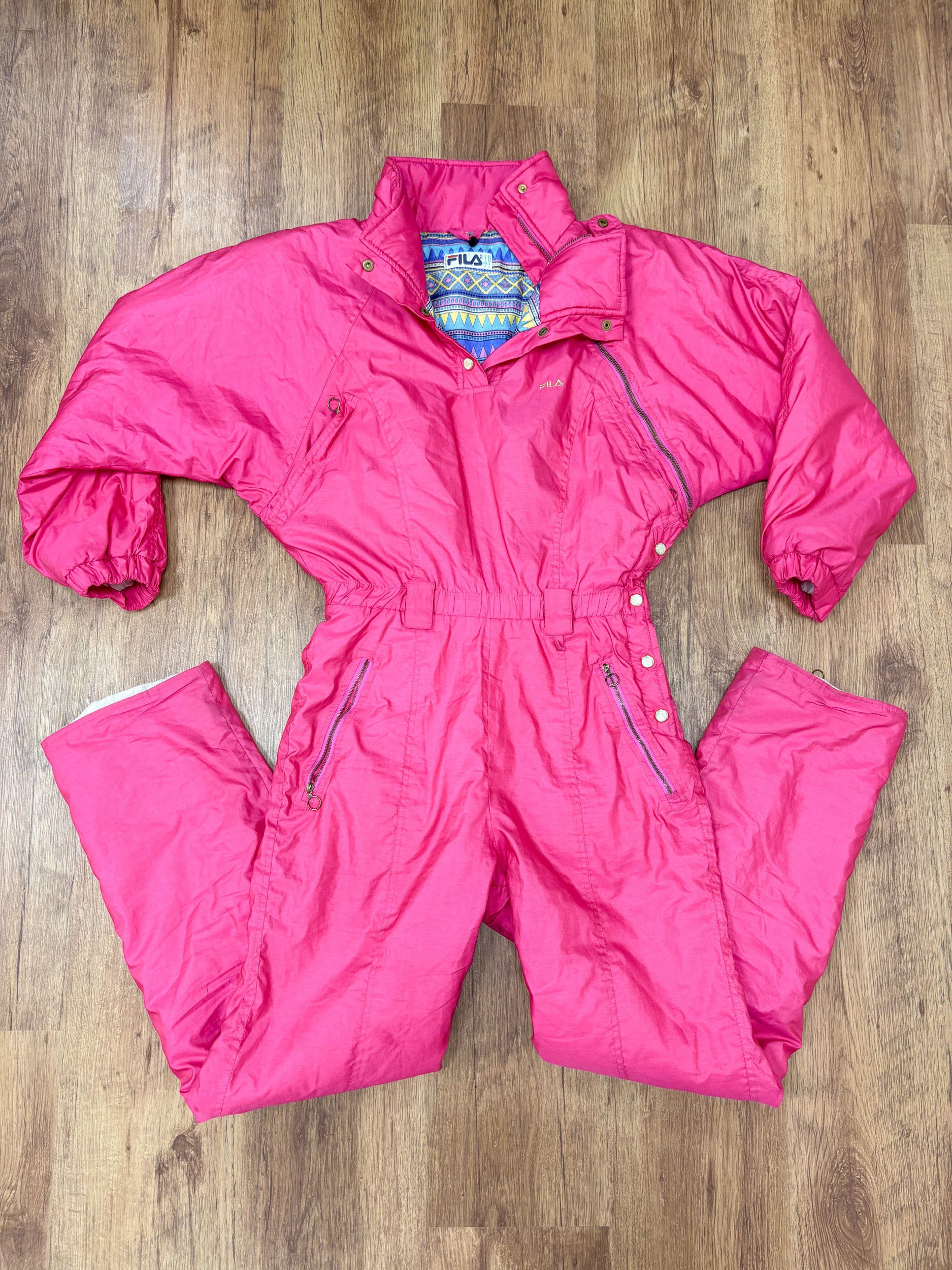 Vintage retro skipak - FILA roze met goud maat S