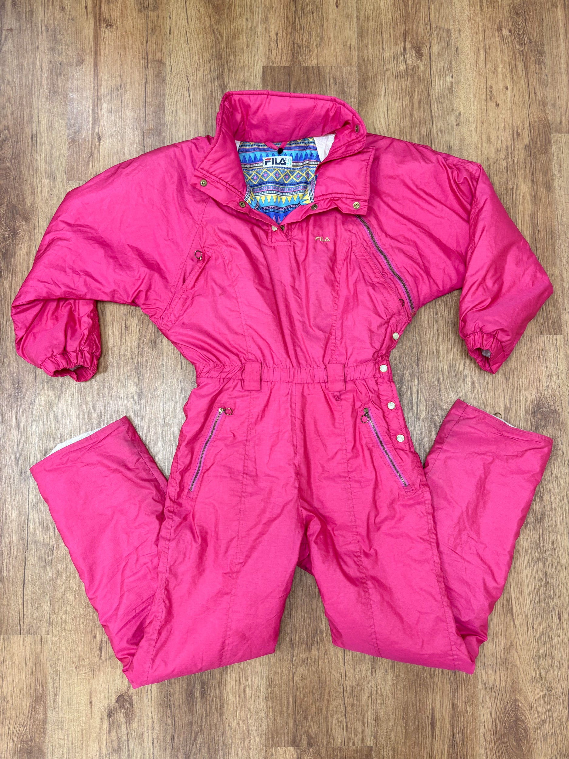 Vintage retro skipak - FILA roze met goud maat S