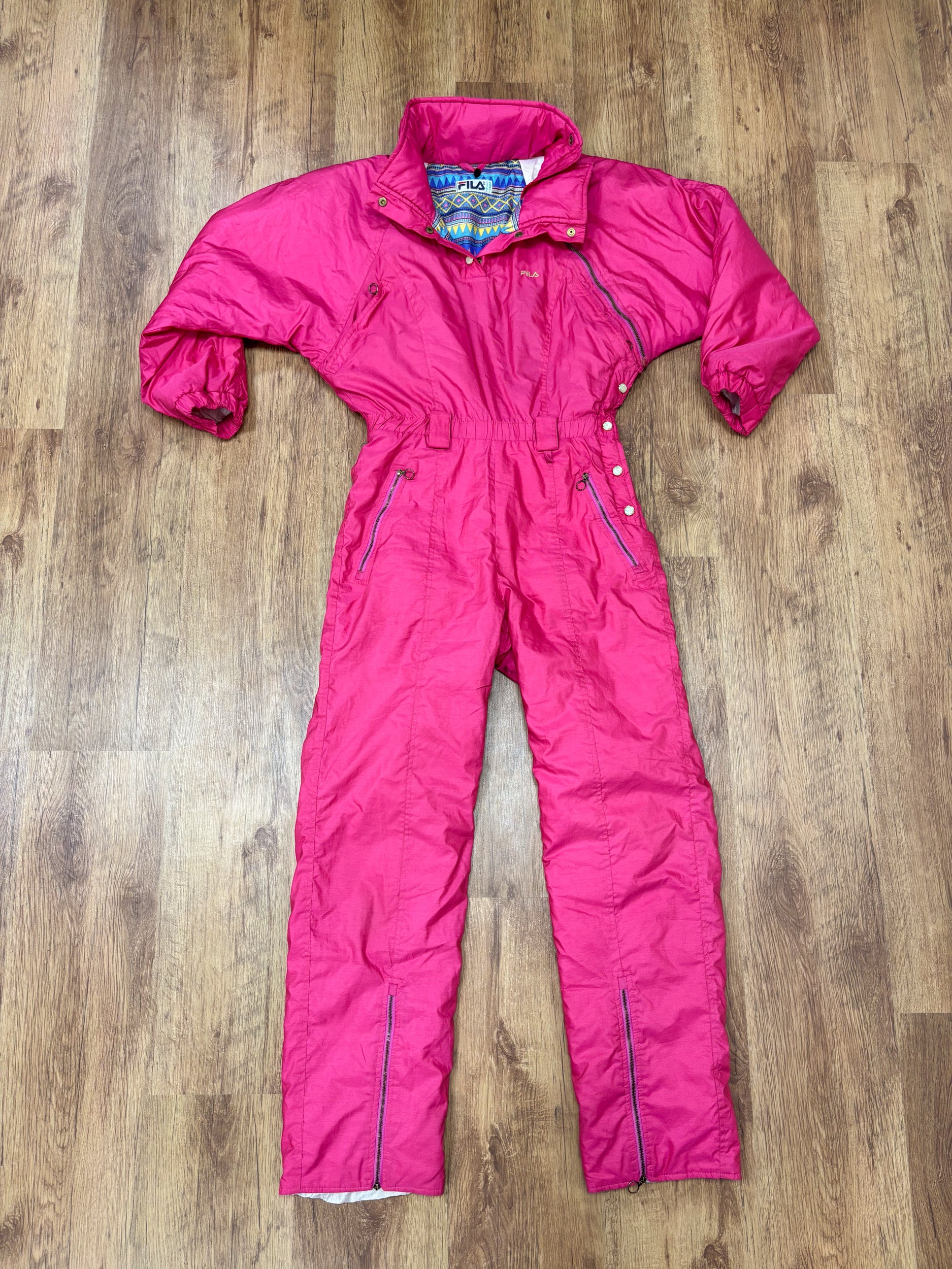 Vintage retro skipak - FILA roze met goud maat S