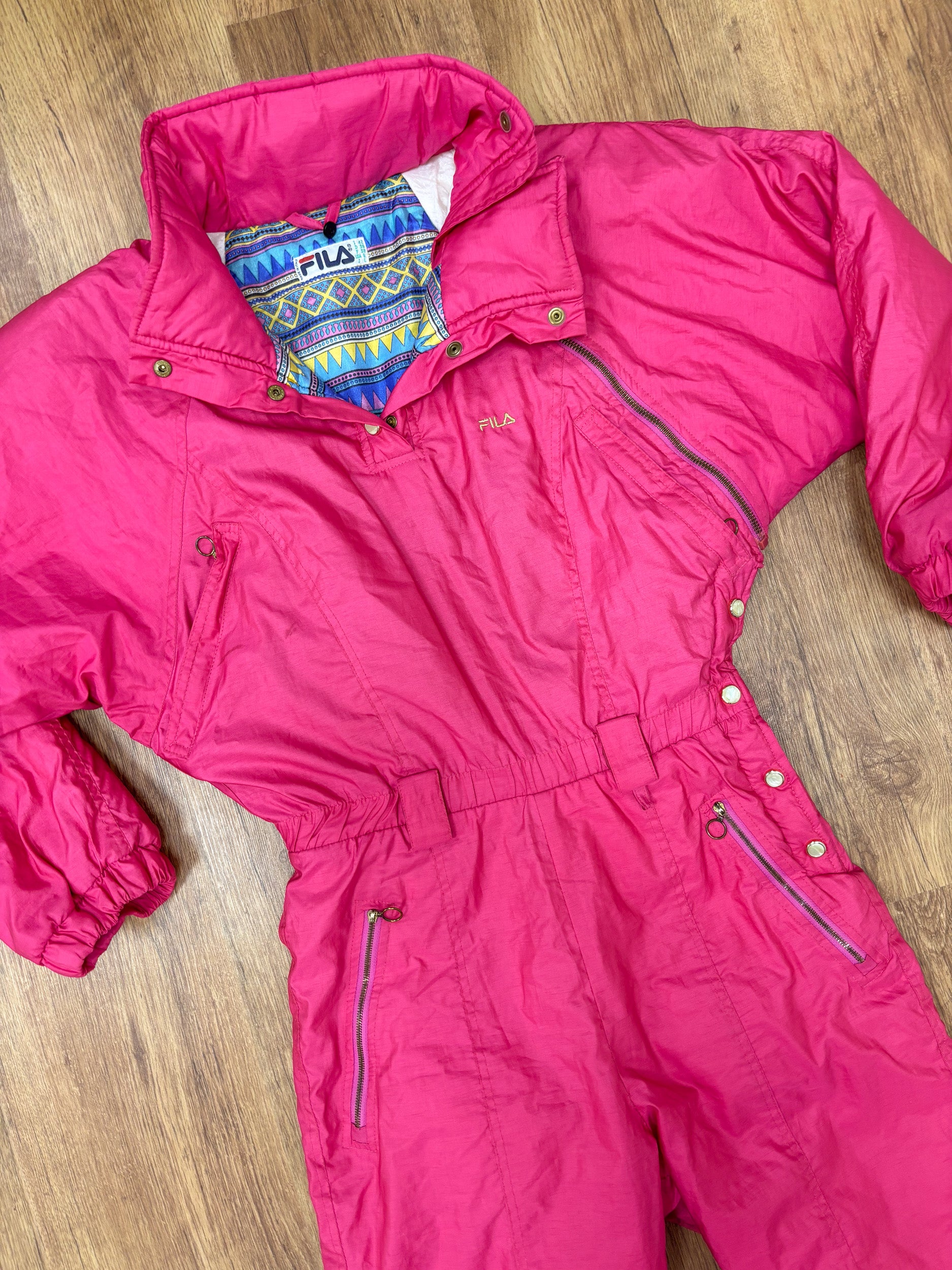Vintage retro skipak - FILA roze met goud maat S