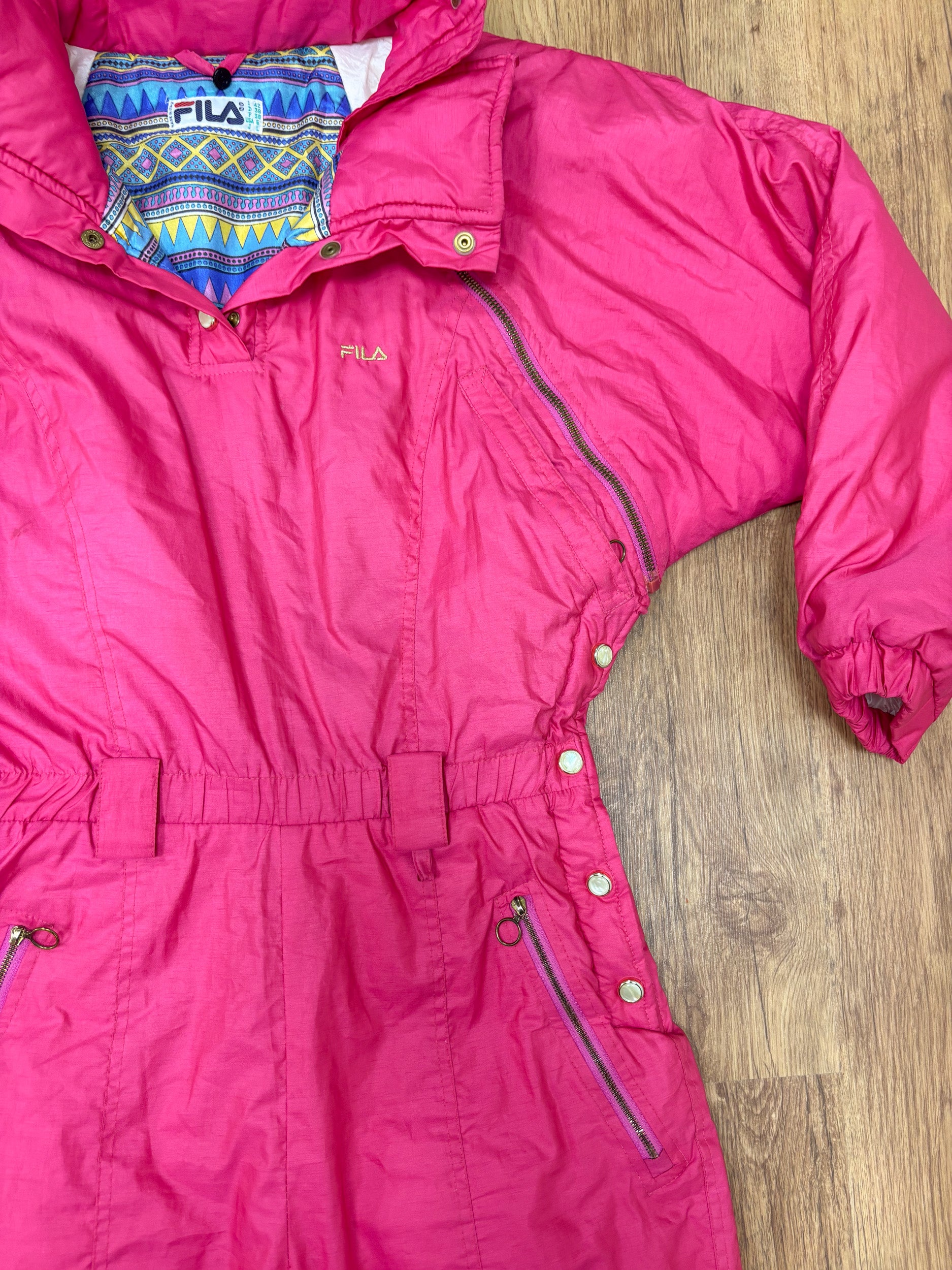 Vintage retro skipak - FILA roze met goud maat S