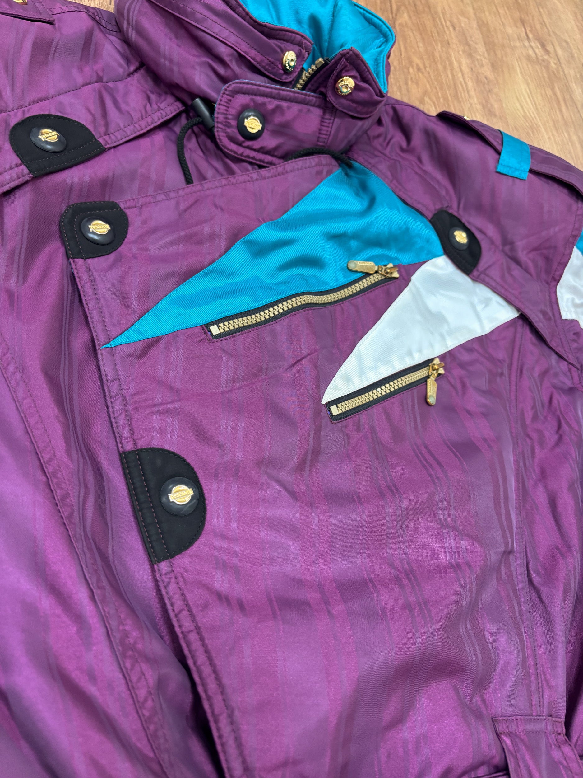 Vintage retro skipak - paars, wit, turquoise maat S/M