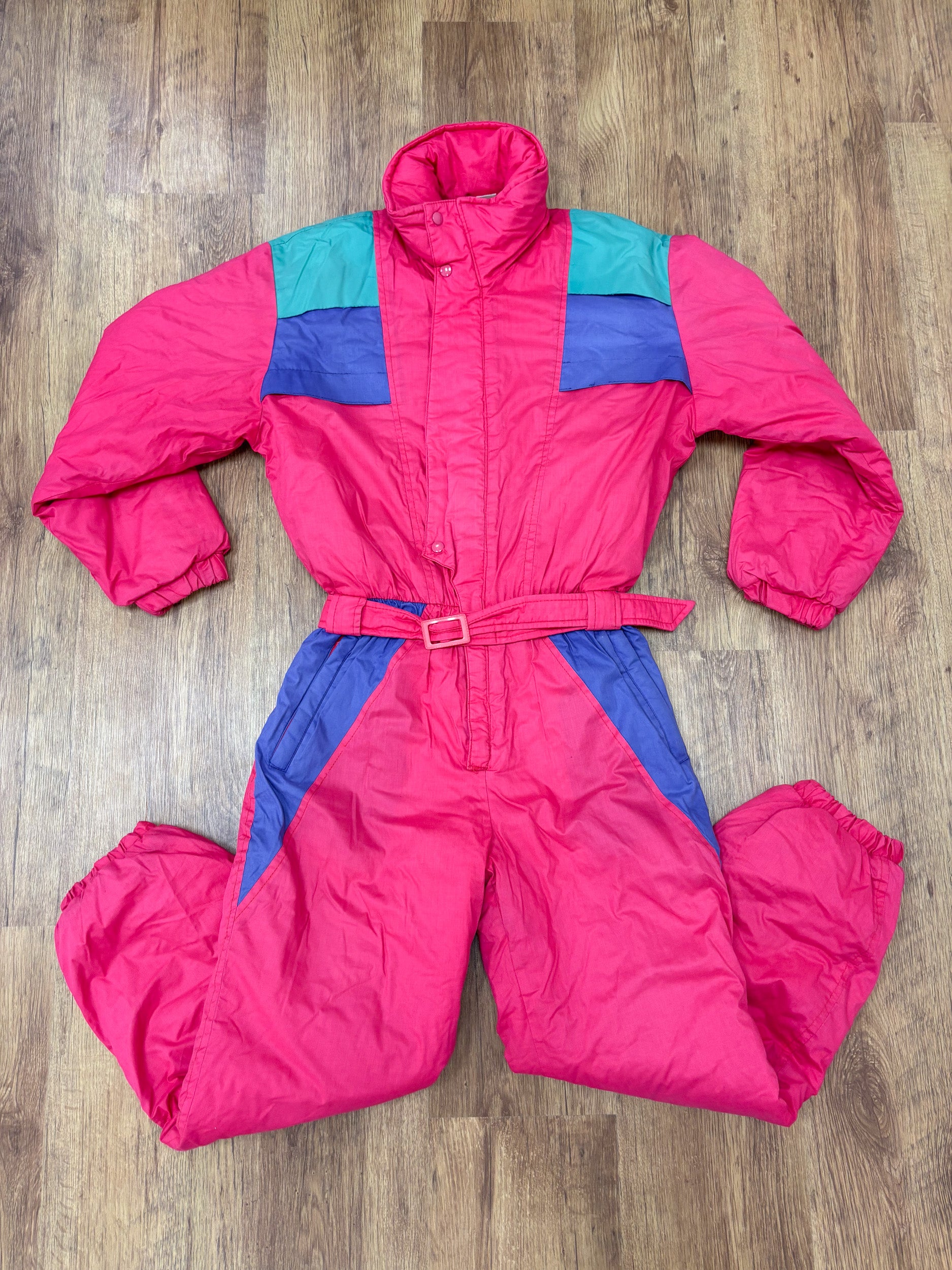 Vintage retro skipak - fuchsia, paars, turquoise maat XS