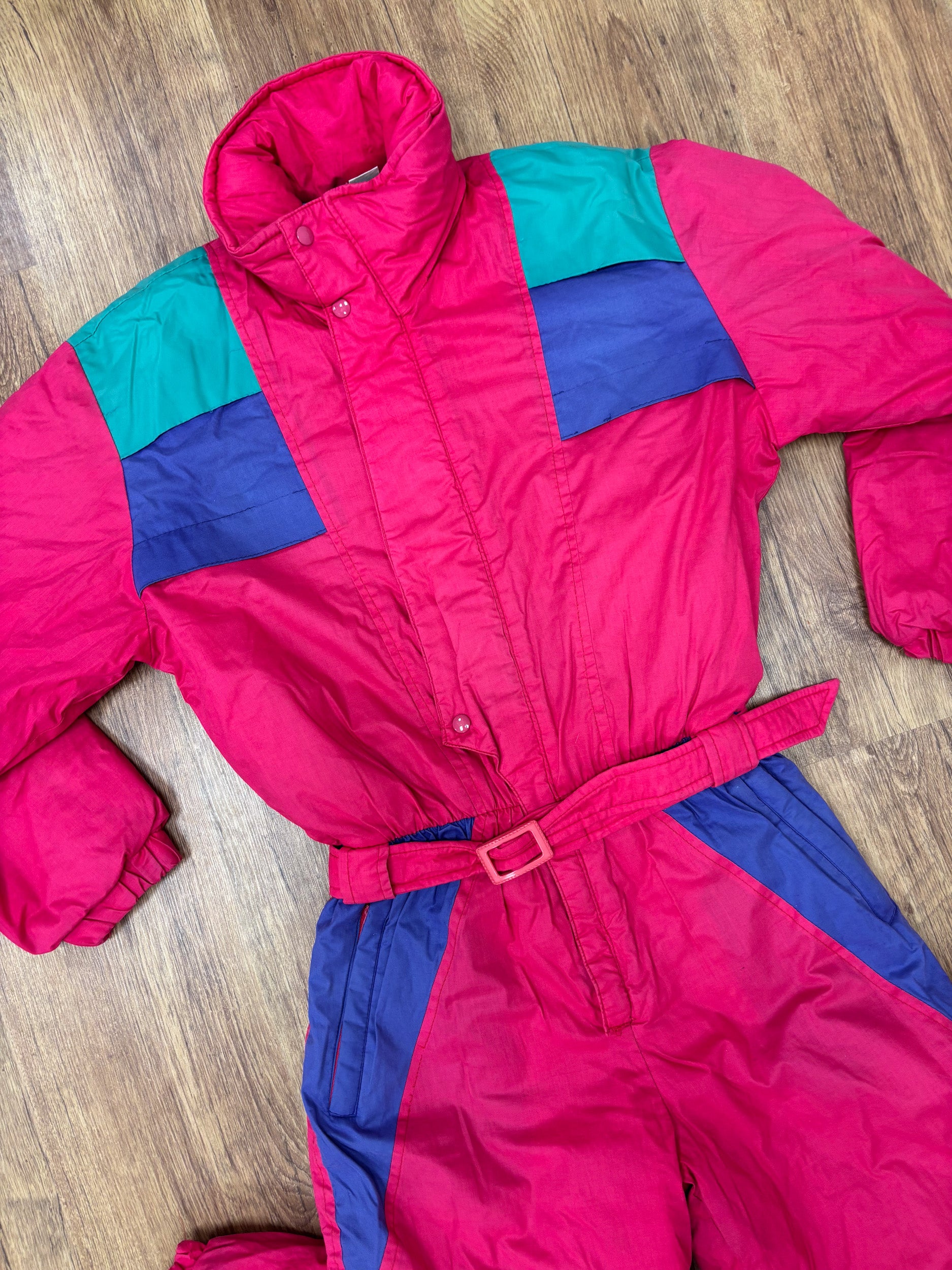 Vintage retro skipak - fuchsia, paars, turquoise maat XS