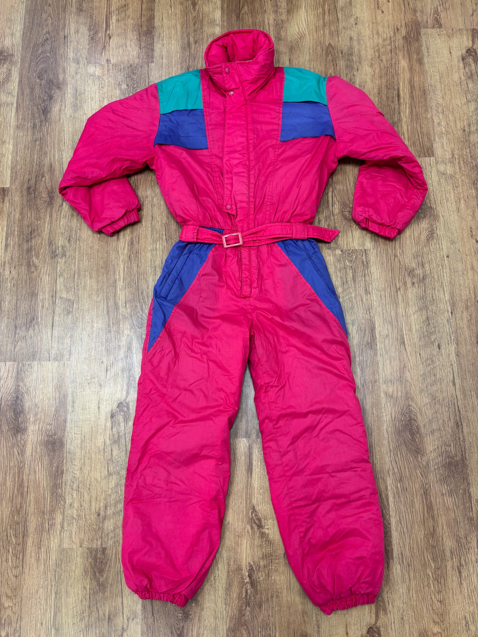 Vintage retro skipak - fuchsia, paars, turquoise maat XS
