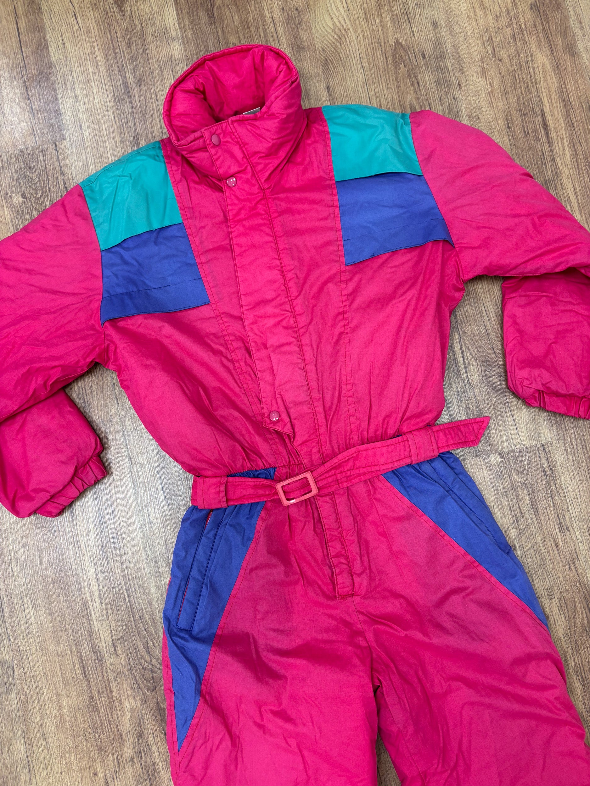 Vintage retro skipak - fuchsia, paars, turquoise maat XS