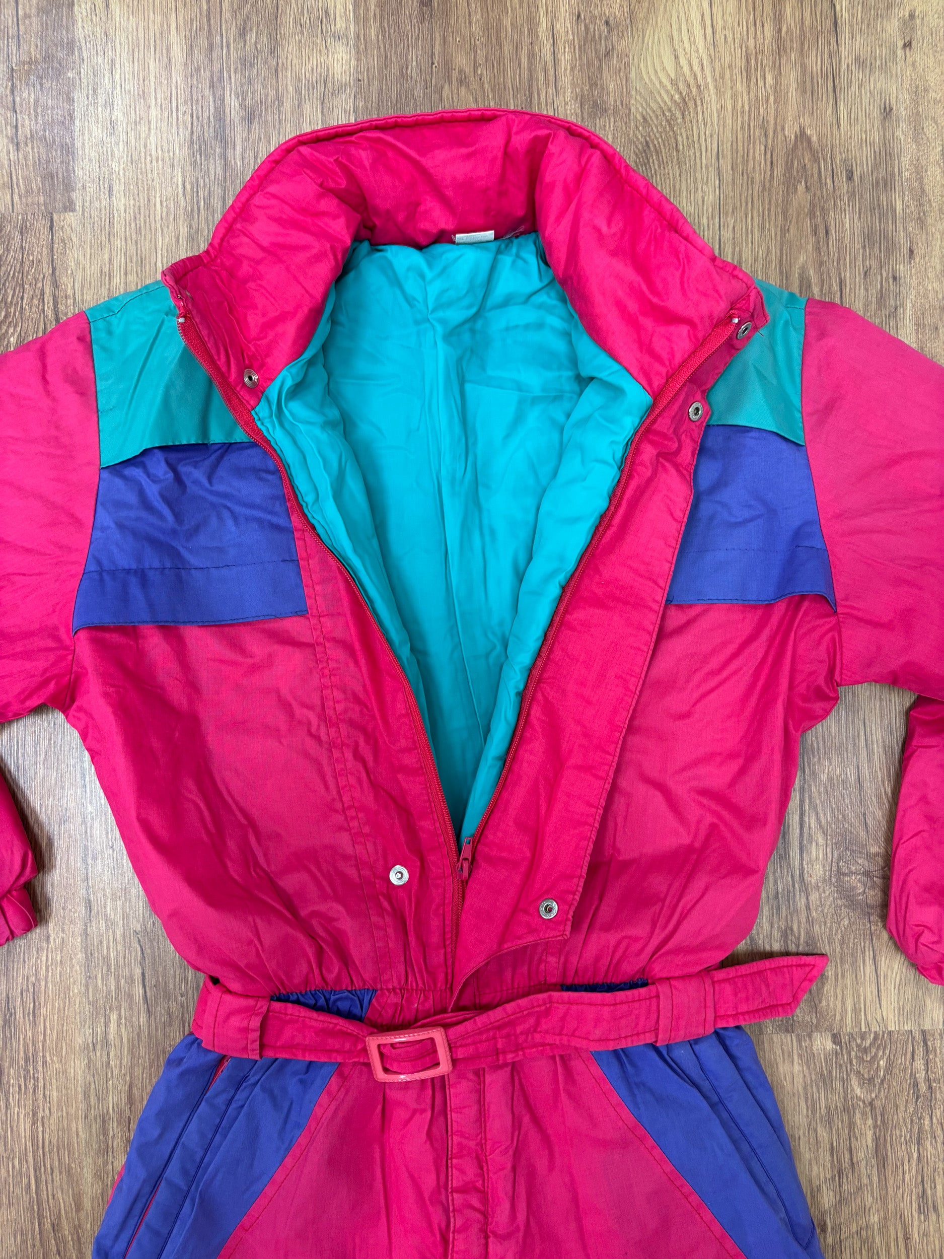 Vintage retro skipak - fuchsia, paars, turquoise maat XS