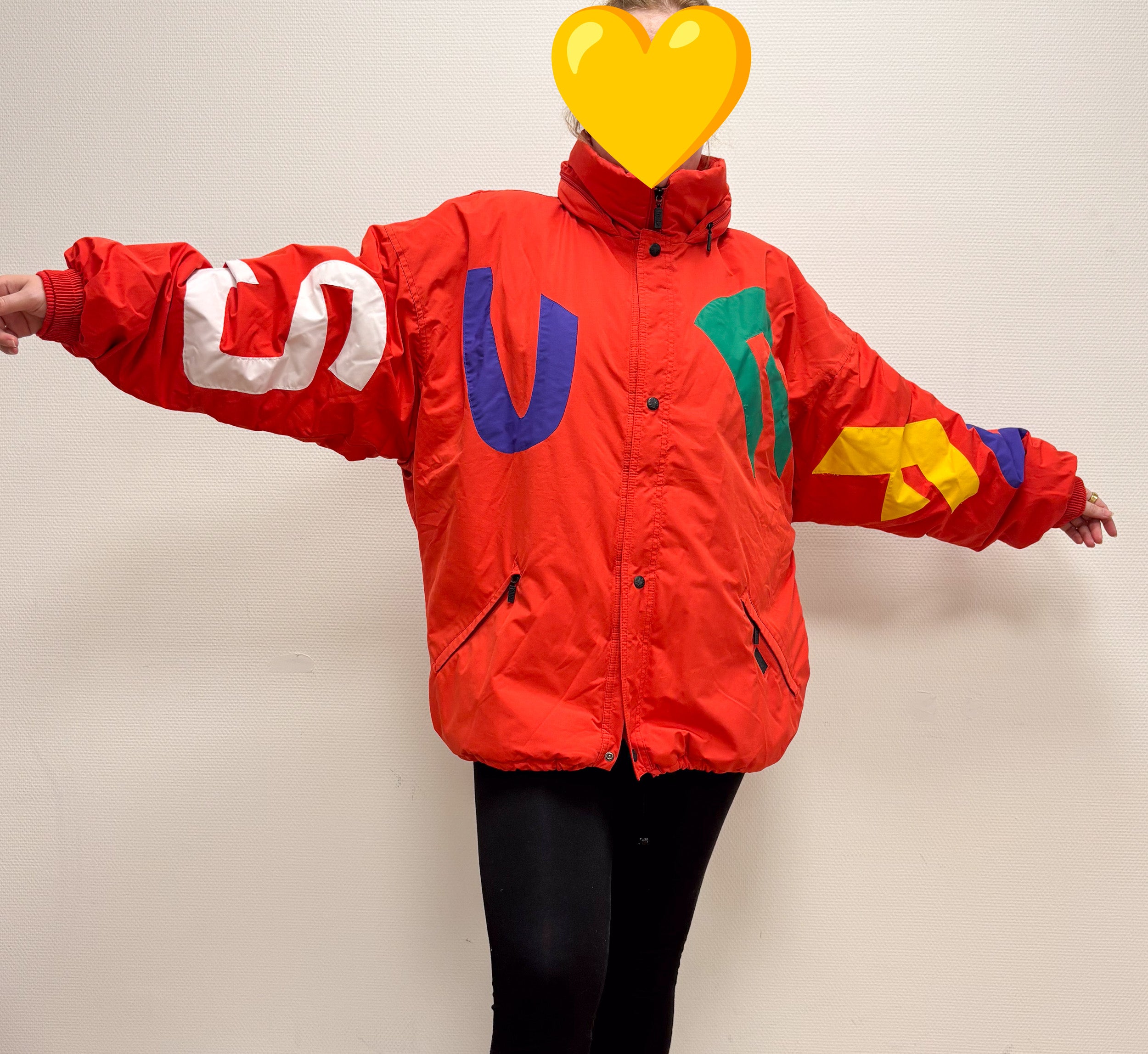 Vintage retro ski jas - Killy rood met letters maat XL