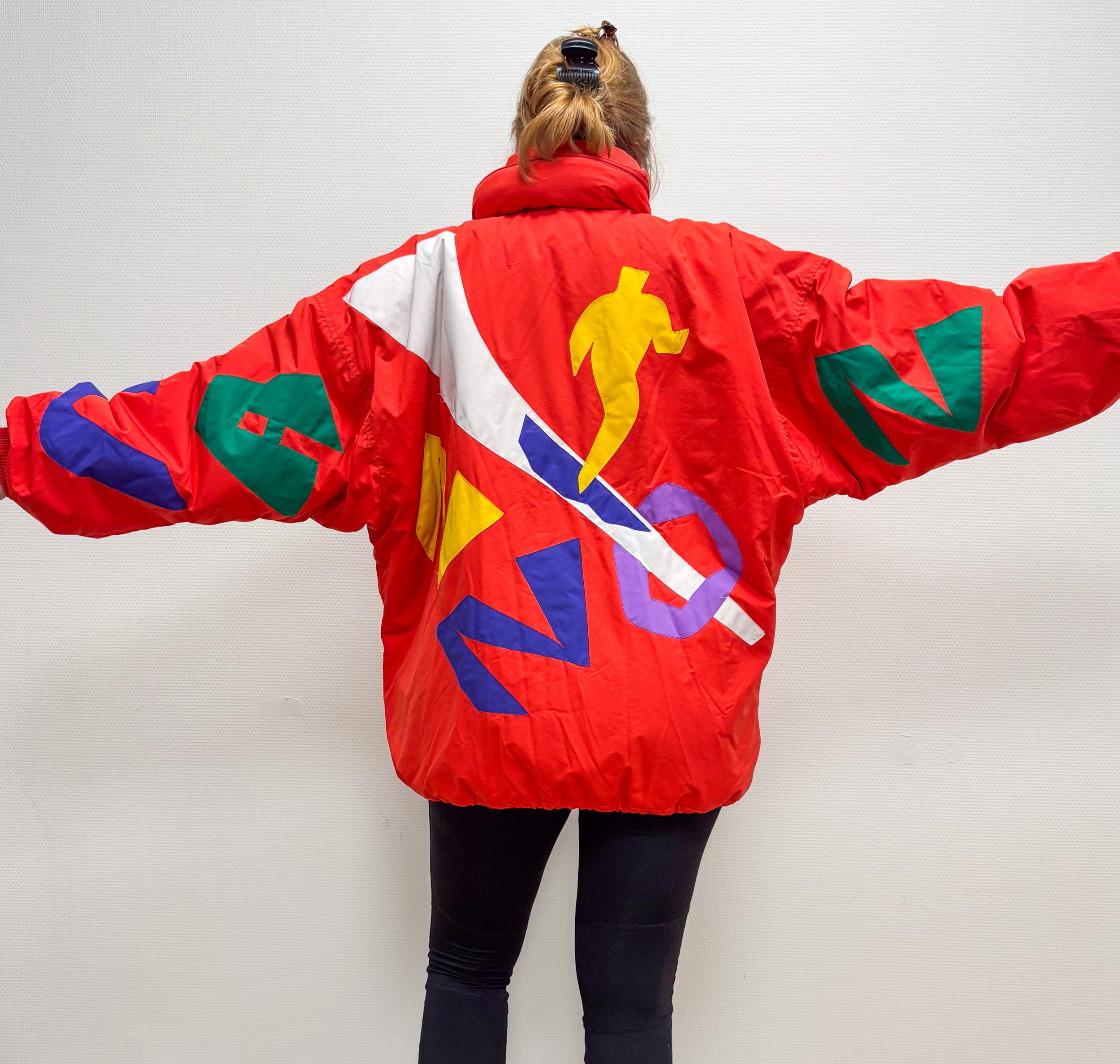 Vintage retro ski jas - Killy rood met letters maat XL