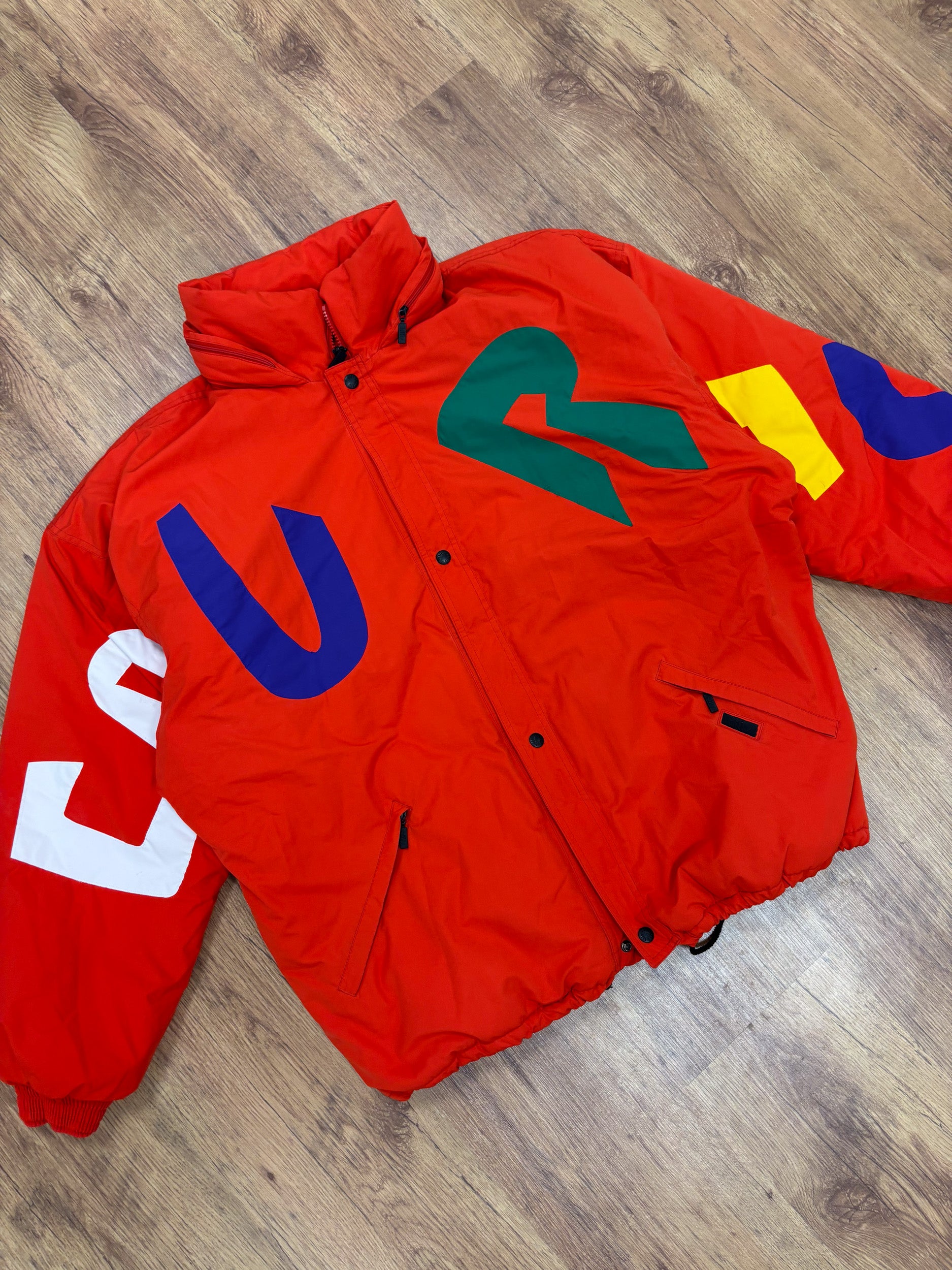 Vintage retro ski jas - Killy rood met letters maat XL