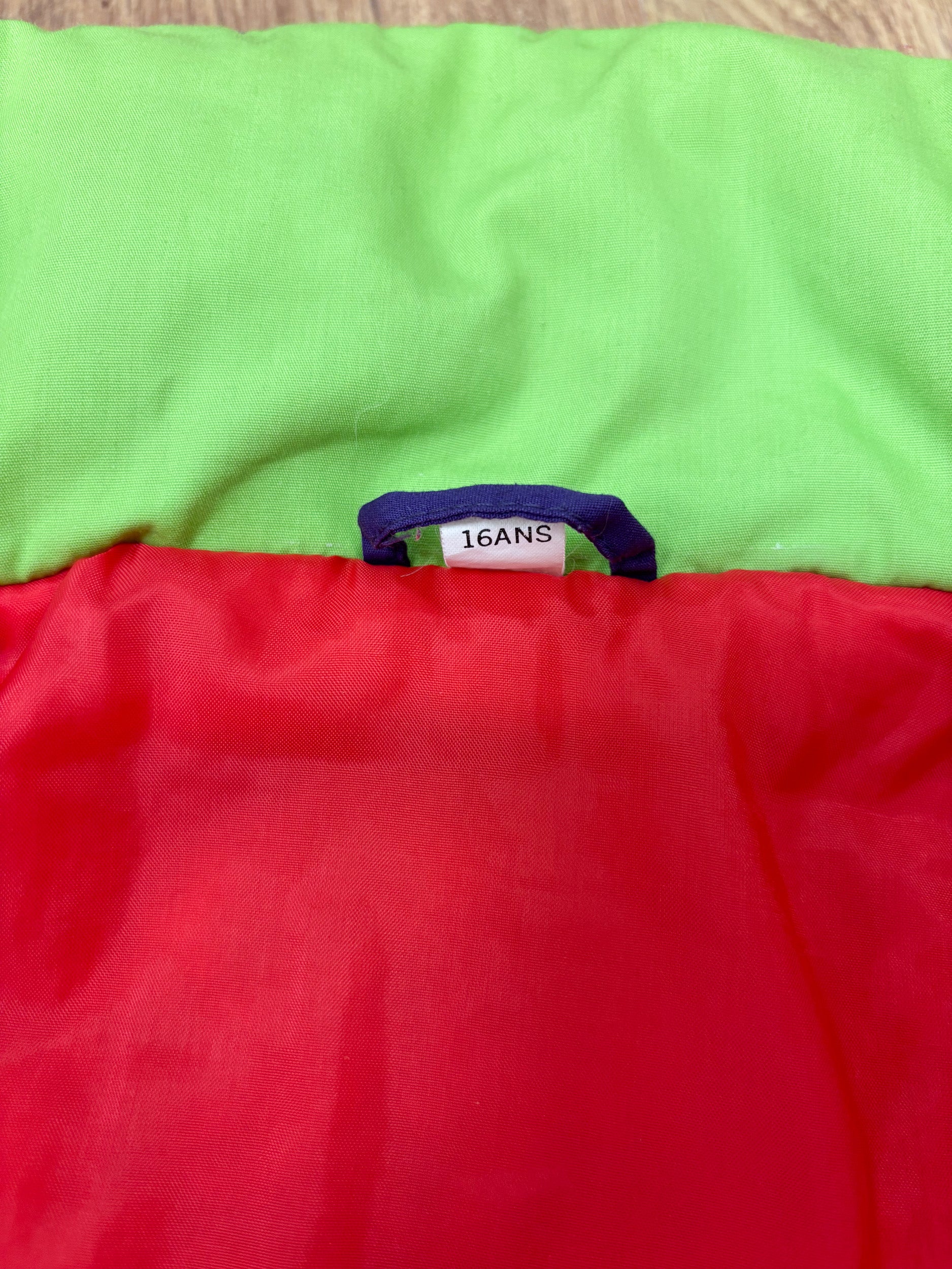 Vintage retro skipak - Paars met lime, groen, rood maat S