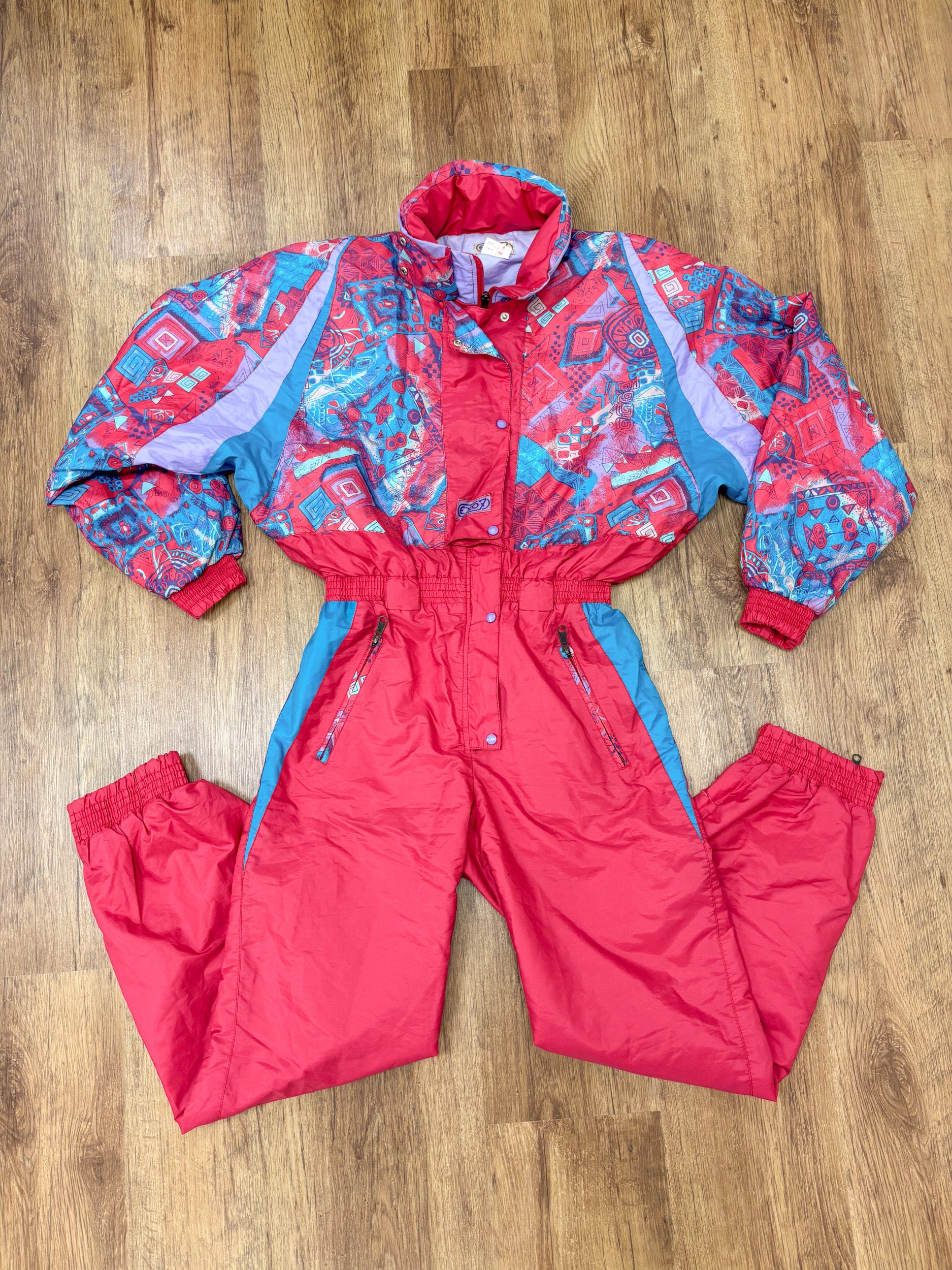 Vintage retro skipak - roze met print maat XS/S