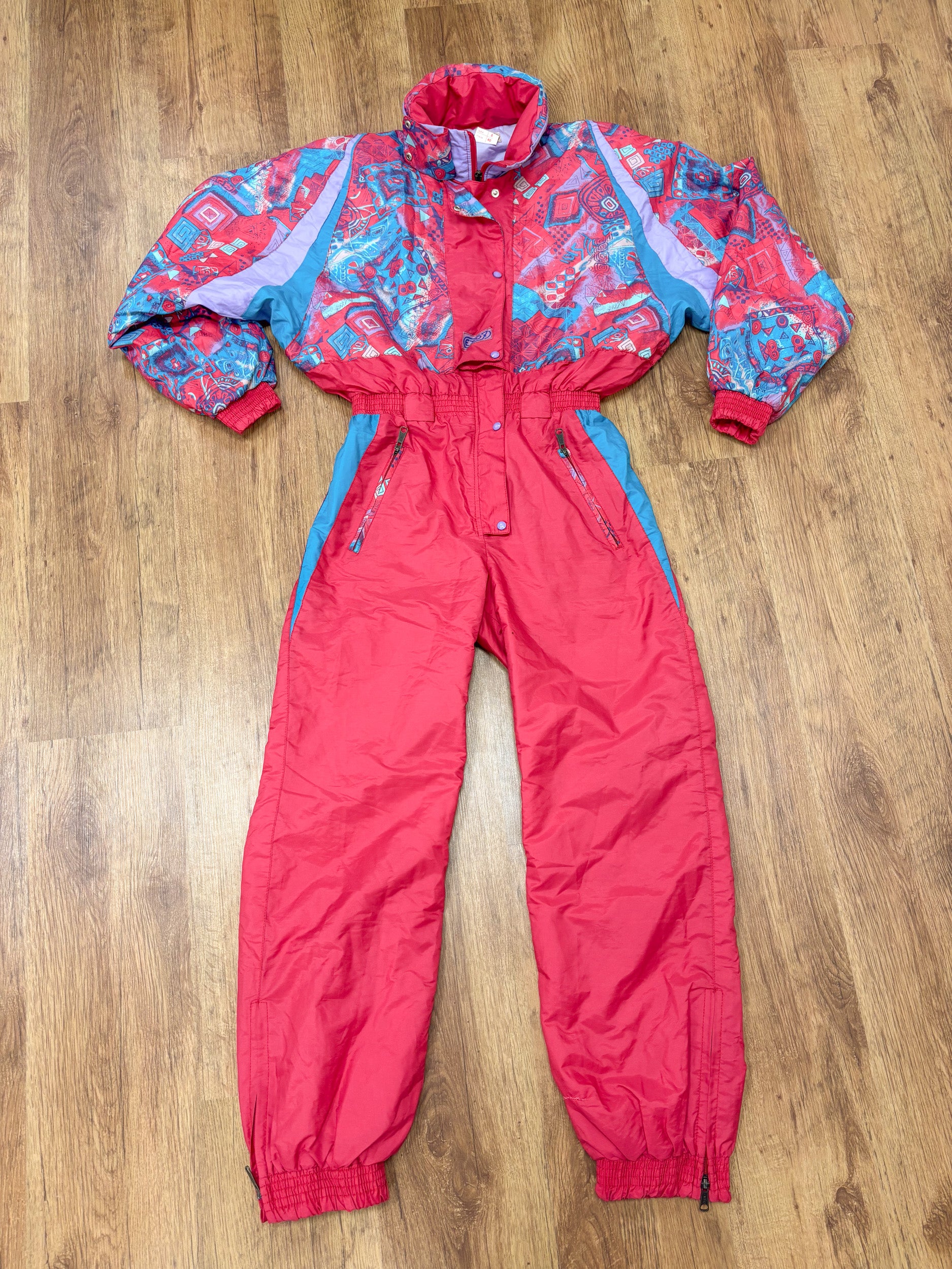 Vintage retro skipak - roze met print maat XS/S