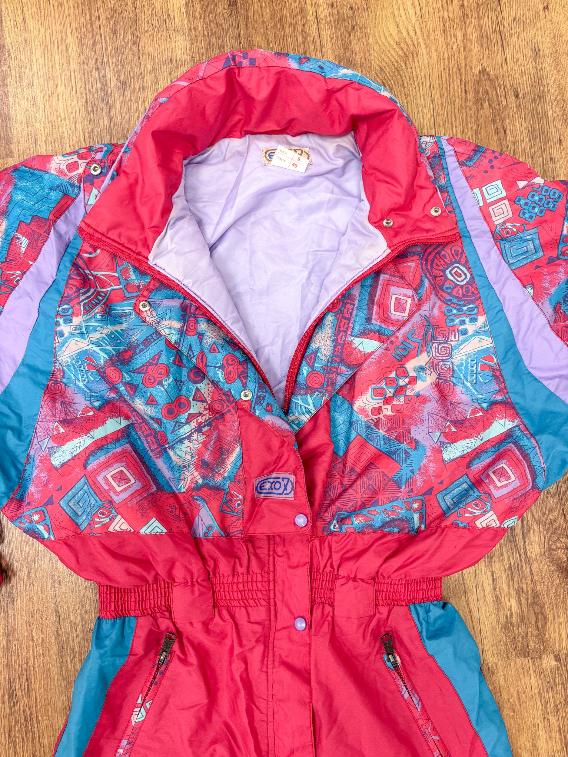 Vintage retro skipak - roze met print maat XS/S