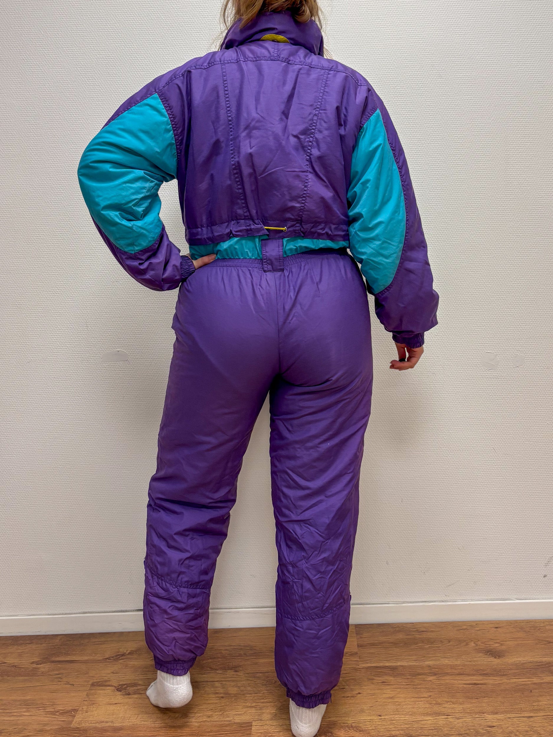 Vintage retro skipak - paars, turquoise, geel maat M/L