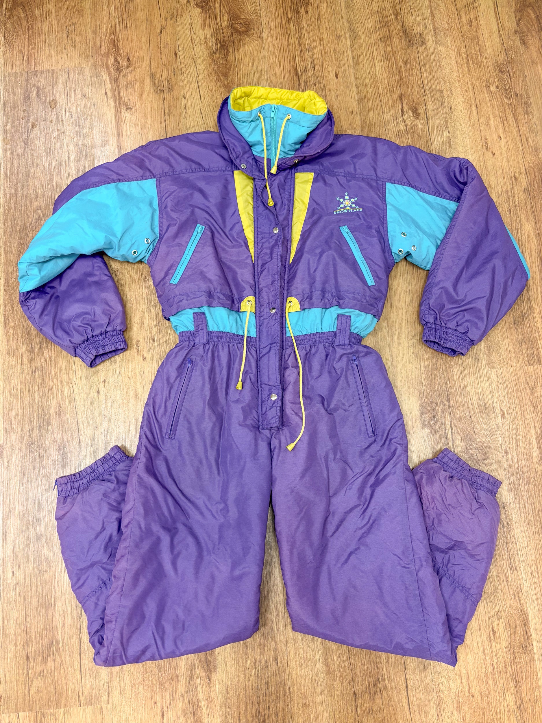 Vintage retro skipak - paars, turquoise, geel maat M/L