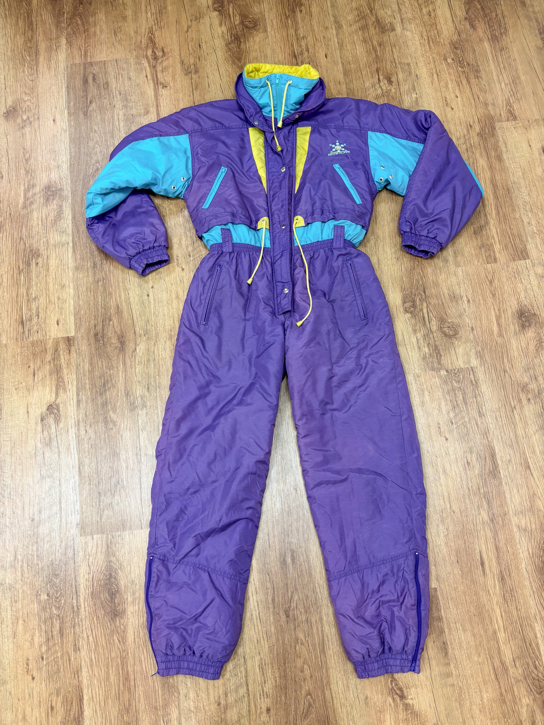 Vintage retro skipak - paars, turquoise, geel maat M/L