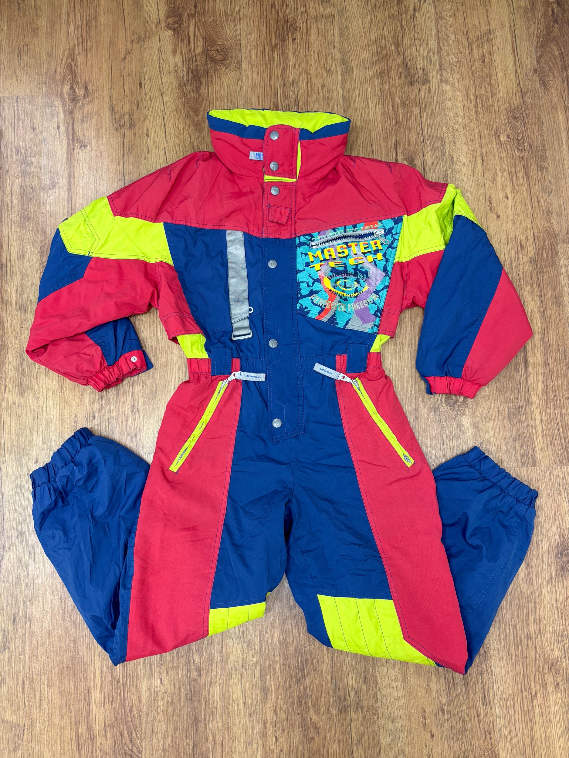 Vintage retro skipak - rood, blauw, geel maat XS/S