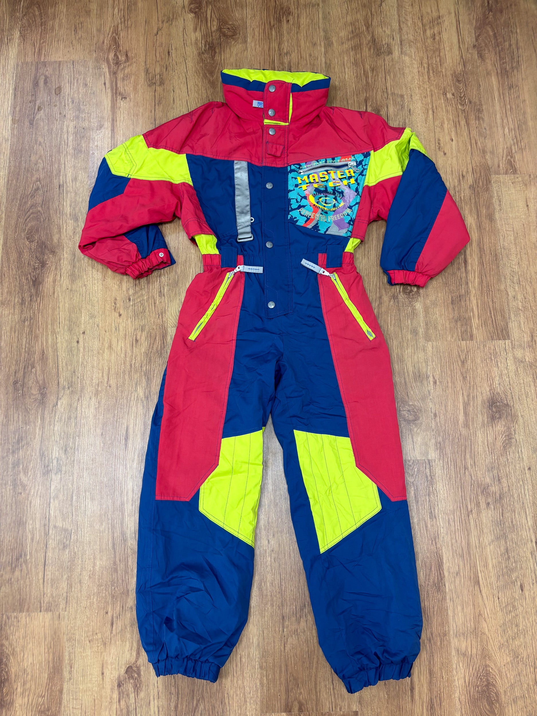 Vintage retro skipak - rood, blauw, geel maat XS/S