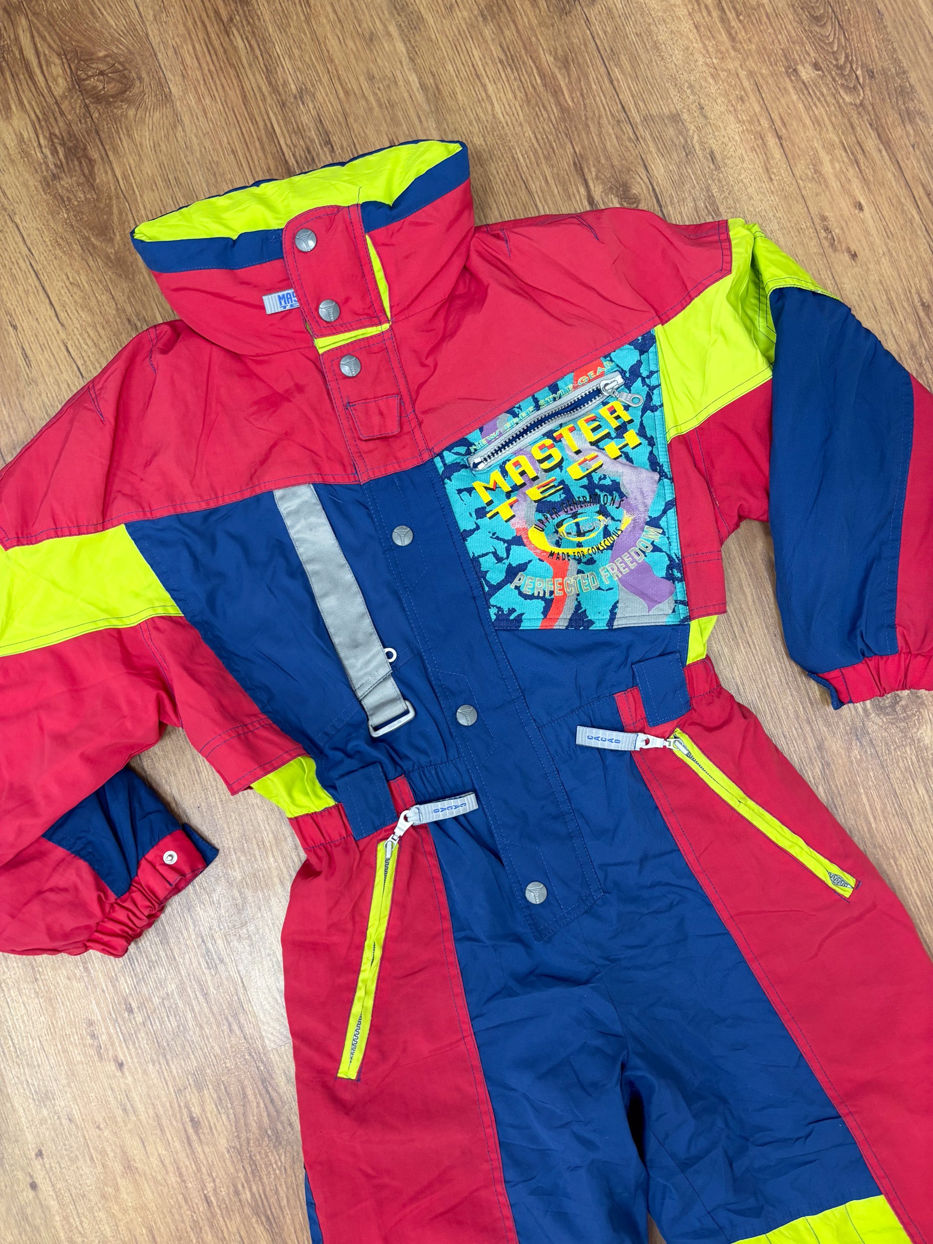 Vintage retro skipak - rood, blauw, geel maat XS/S