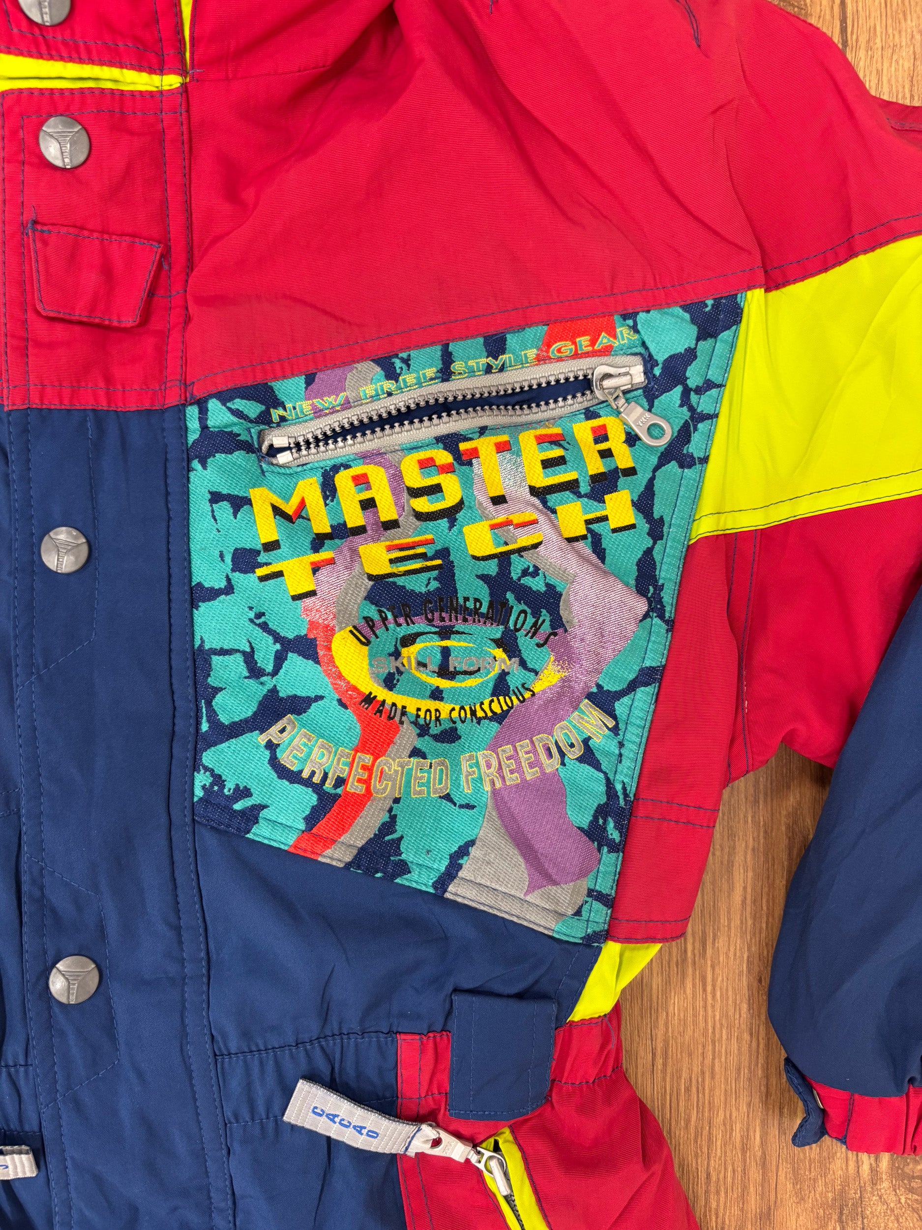 Vintage retro skipak - rood, blauw, geel maat XS/S