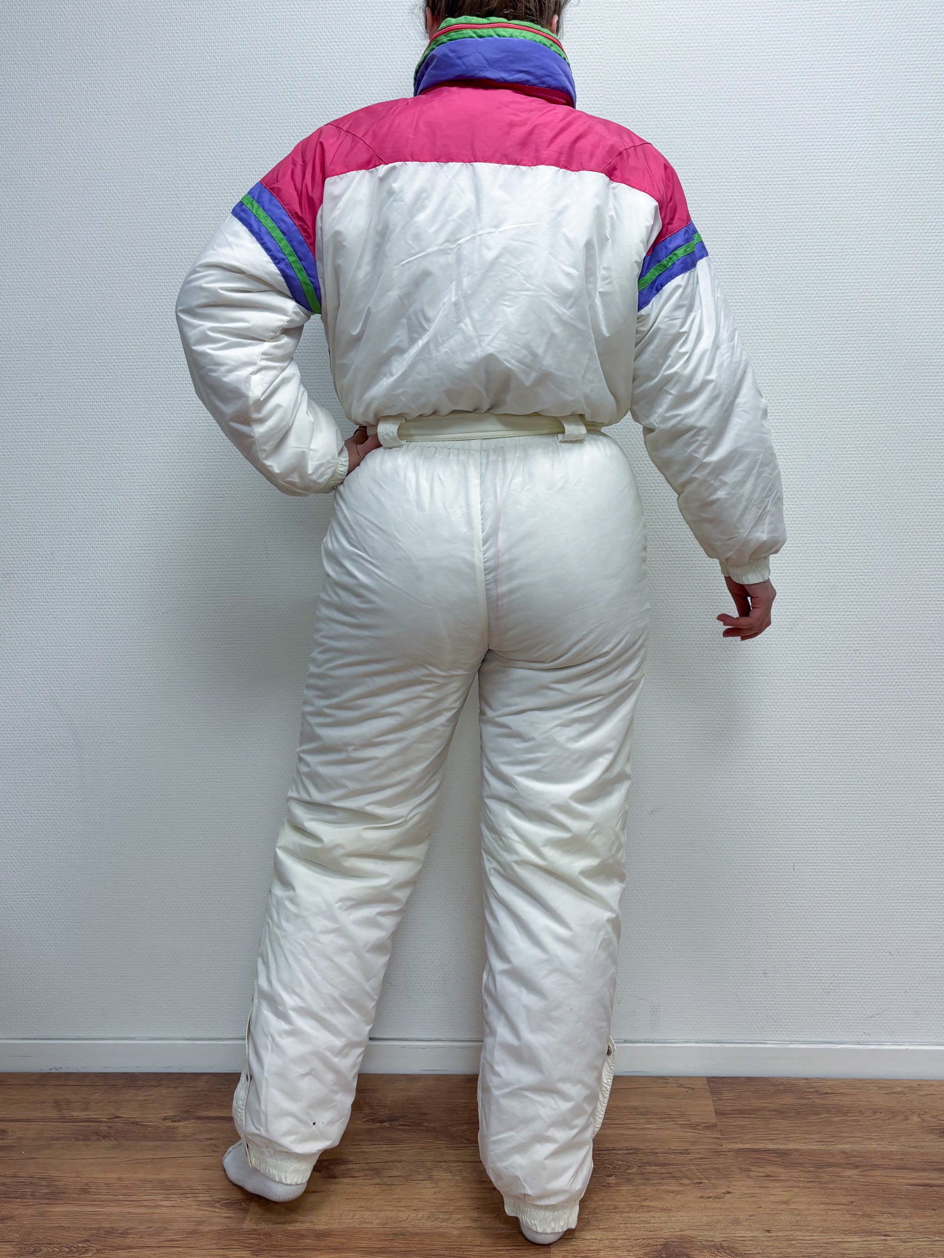 Vintage retro skipak - Wit, groen, paars maat M