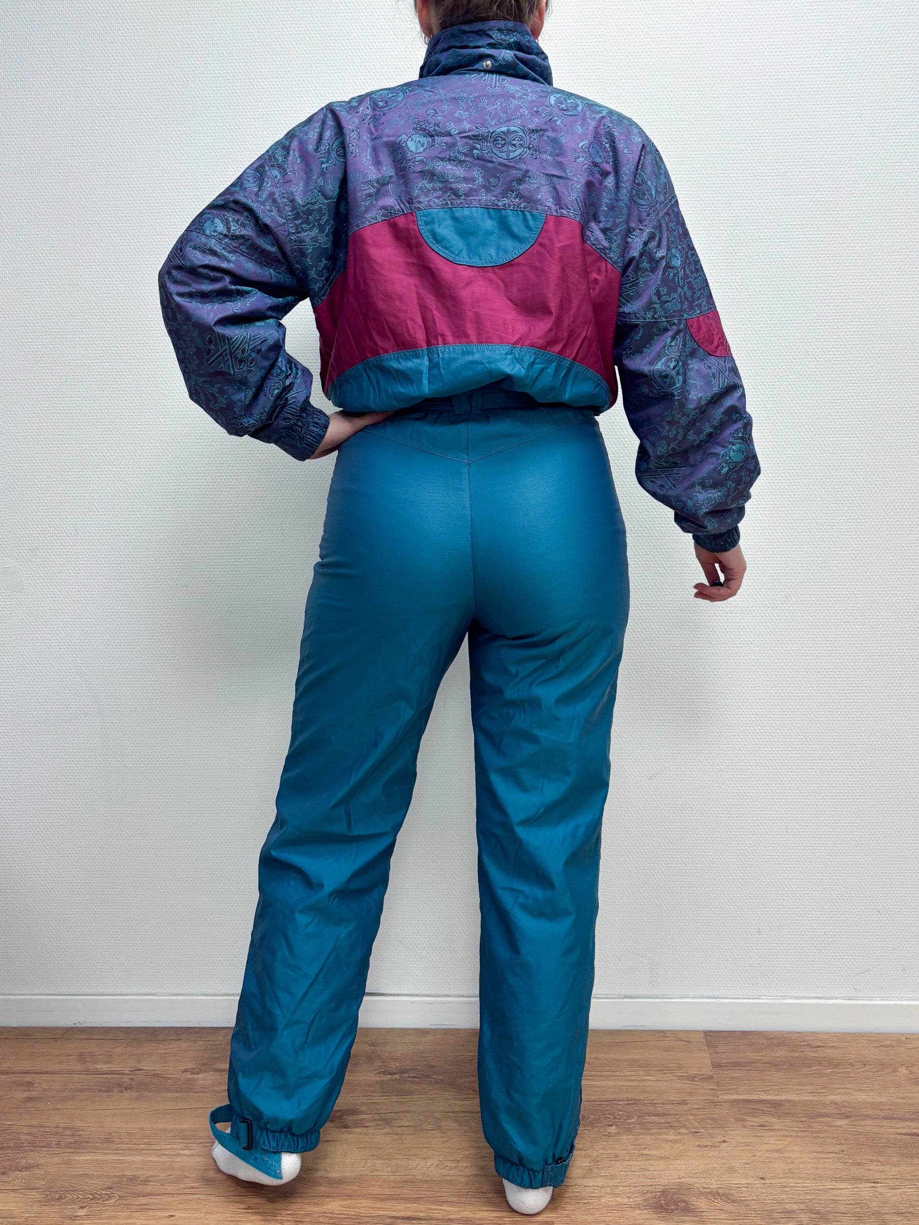 Vintage retro skipak - K2 blauw, paars, roze maat M